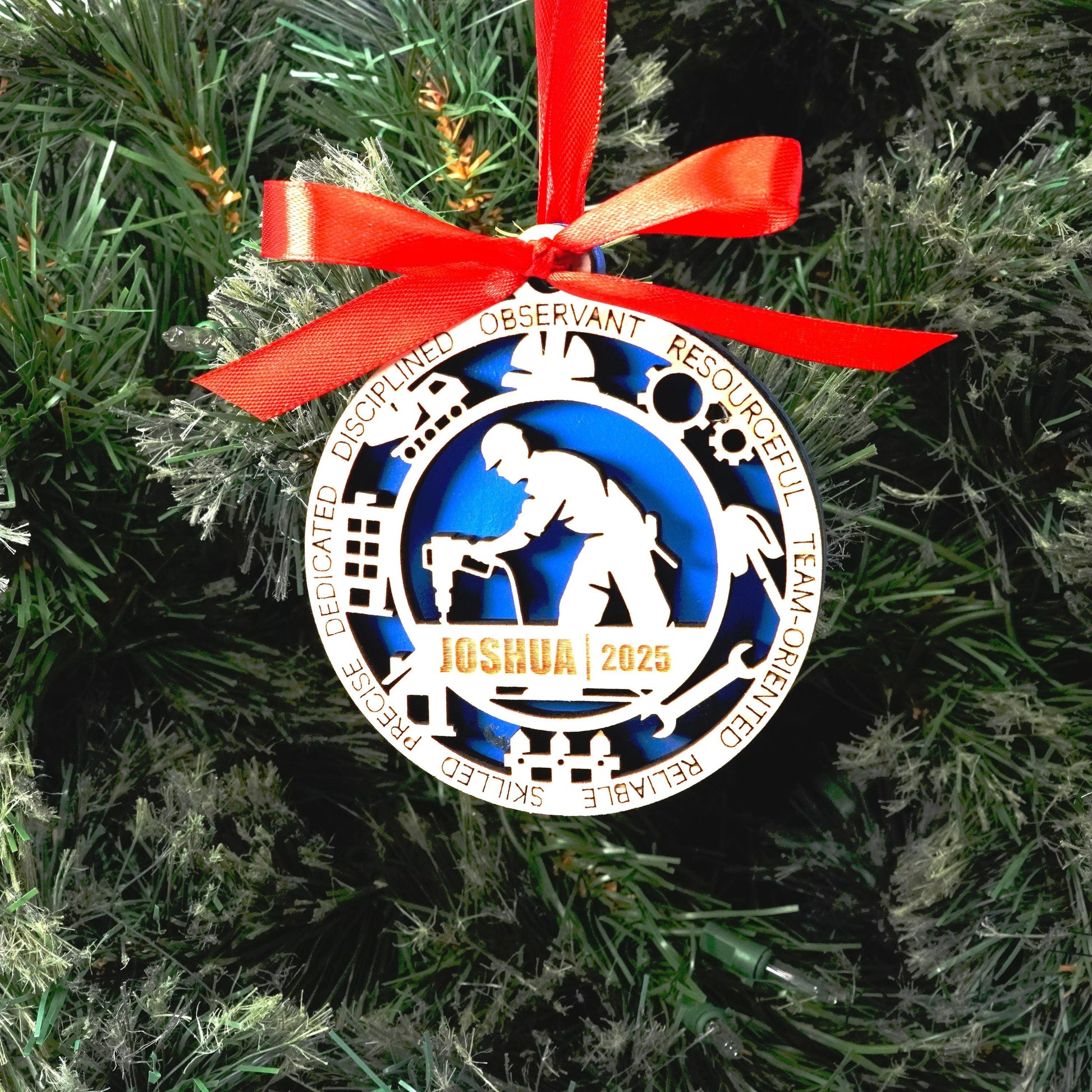 Personalized Construction Christmas Ornament – Gift for Male Construction or Builder, Contractor - Personalized Holiday Ornament