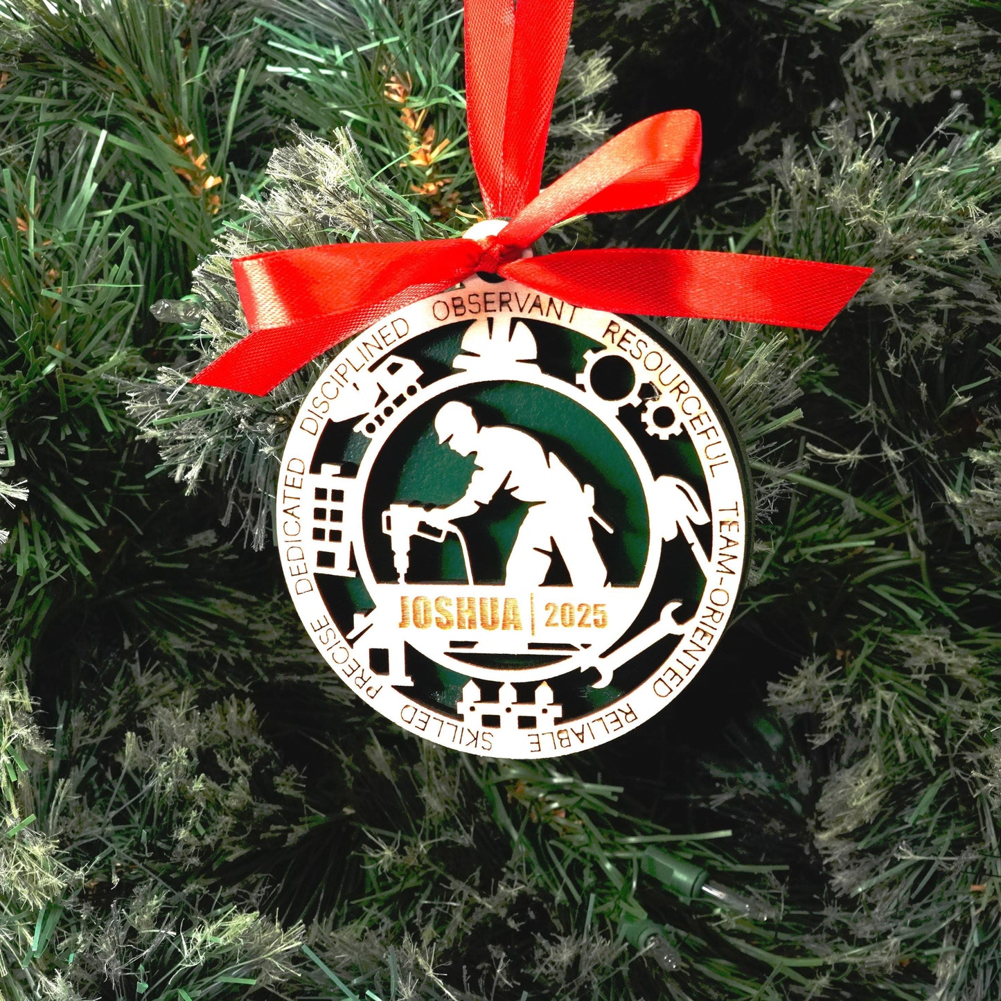 Personalized Construction Christmas Ornament – Gift for Male Construction or Builder, Contractor - Personalized Holiday Ornament