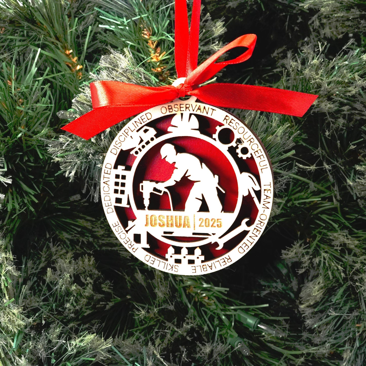 Personalized Construction Christmas Ornament – Gift for Male Construction or Builder, Contractor - Personalized Holiday Ornament