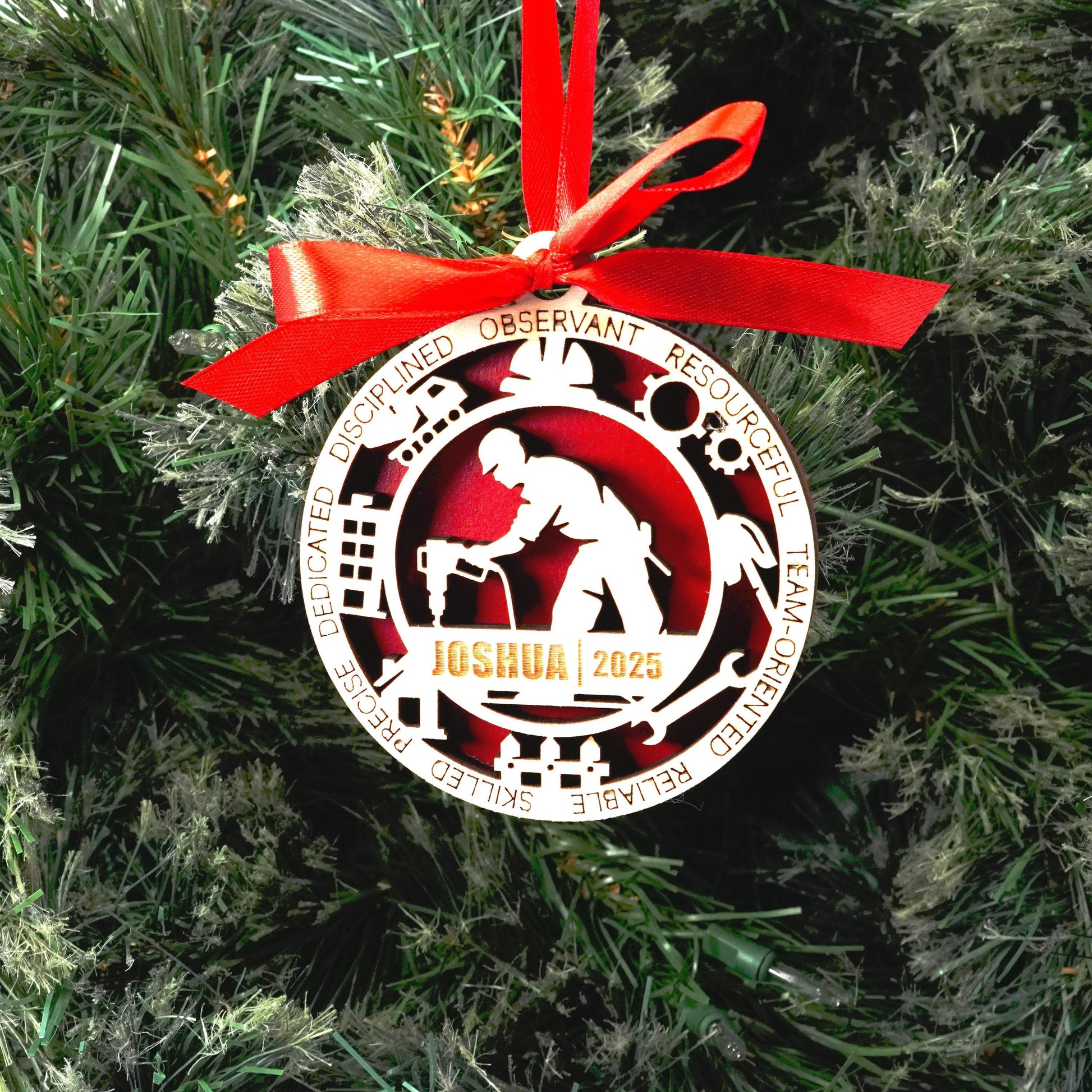 Personalized Construction Christmas Ornament – Gift for Male Construction or Builder, Contractor - Personalized Holiday Ornament