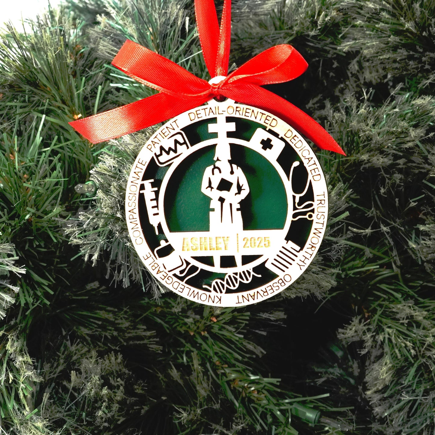 Personalized Doctor Christmas Ornament – Gift for Female Doctor or Physician, Surgeon - Personalized Holiday Ornament