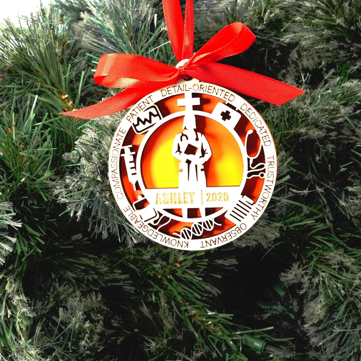 Personalized Doctor Christmas Ornament – Gift for Female Doctor or Physician, Surgeon - Personalized Holiday Ornament