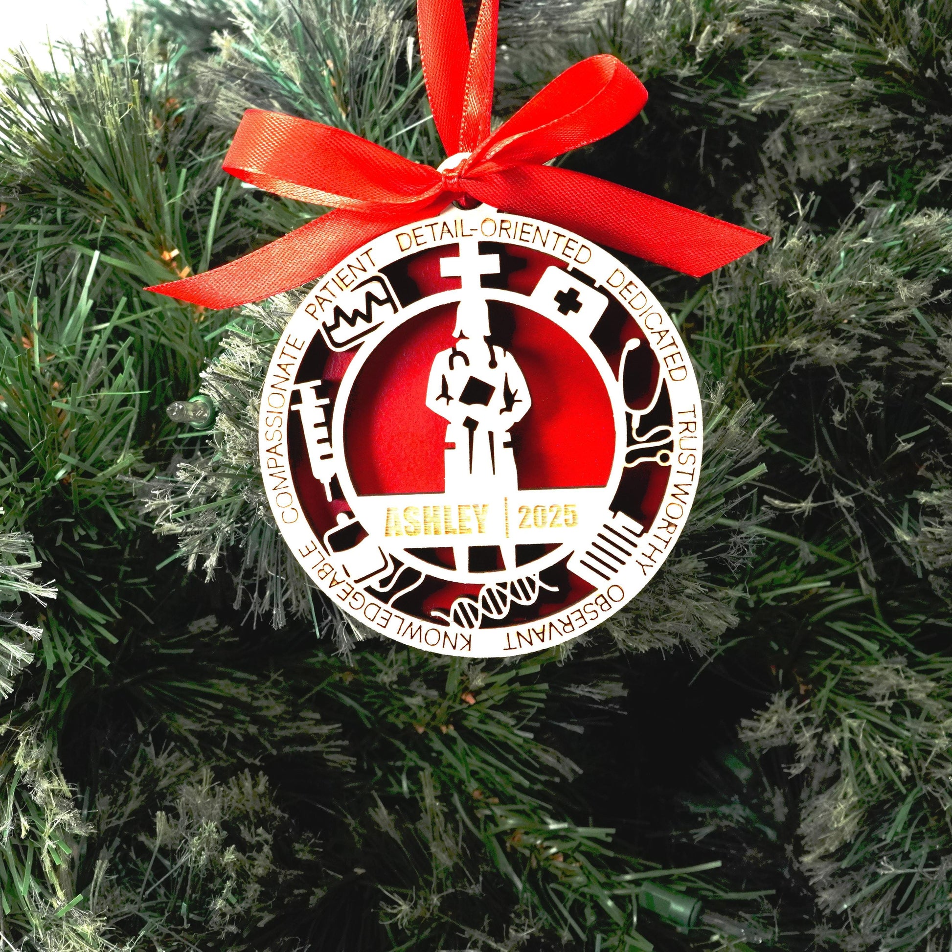 Personalized Doctor Christmas Ornament – Gift for Female Doctor or Physician, Surgeon - Personalized Holiday Ornament