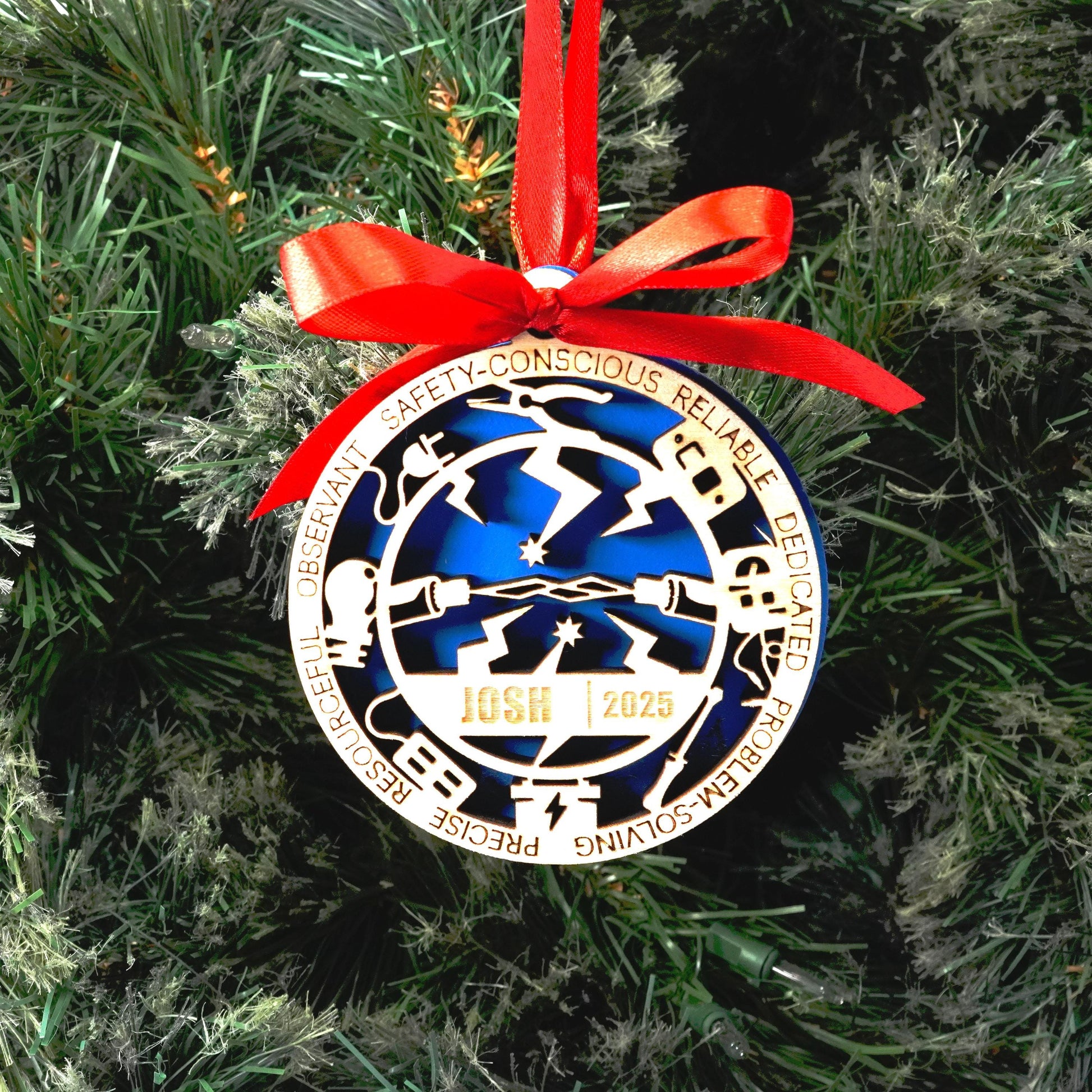 Personalized Electrician Christmas Ornament – Gift for Electrician, Electrical Tech, Power Worker, Christmas Gift - Personalized Holiday Ornament