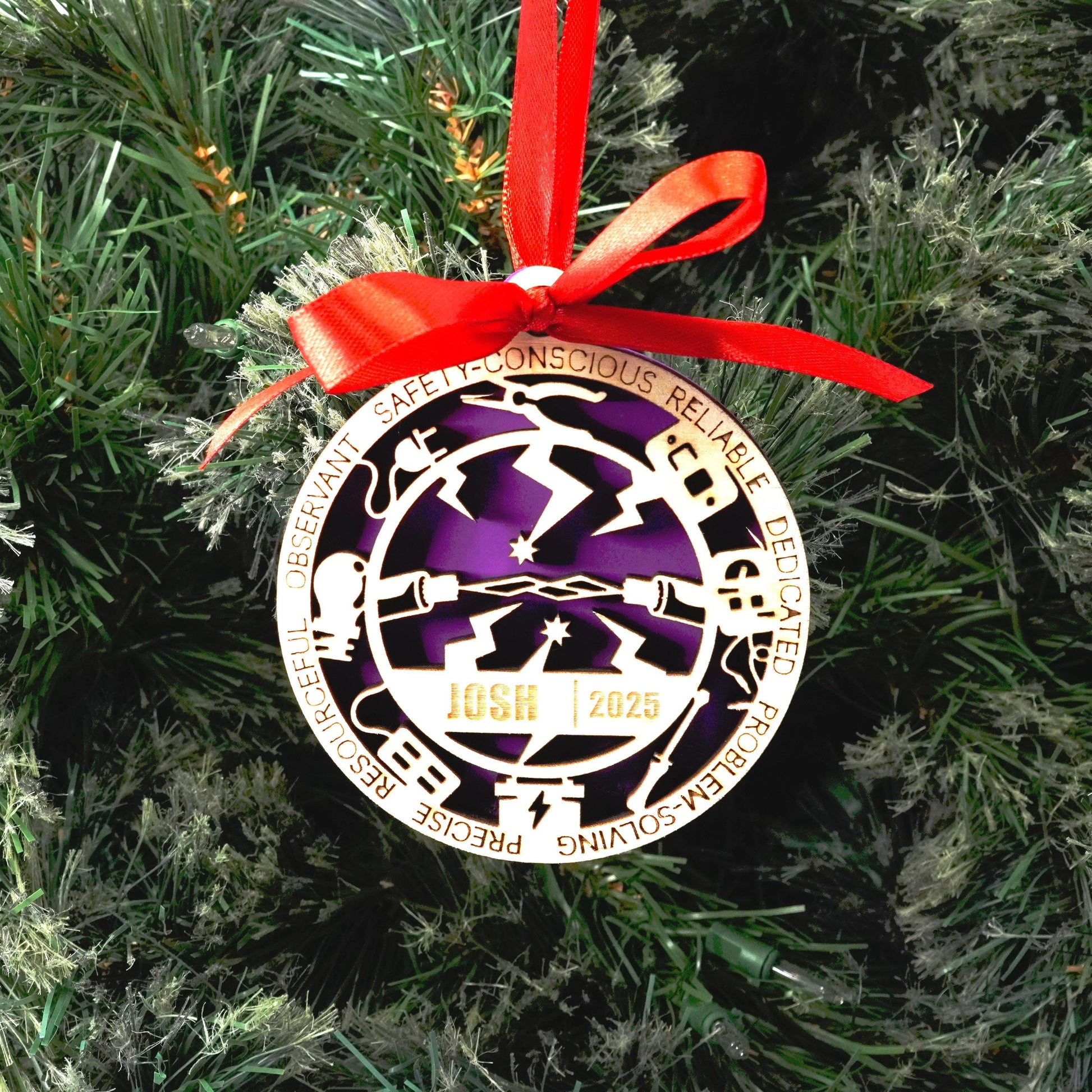 Personalized Electrician Christmas Ornament – Gift for Electrician, Electrical Tech, Power Worker, Christmas Gift - Personalized Holiday Ornament