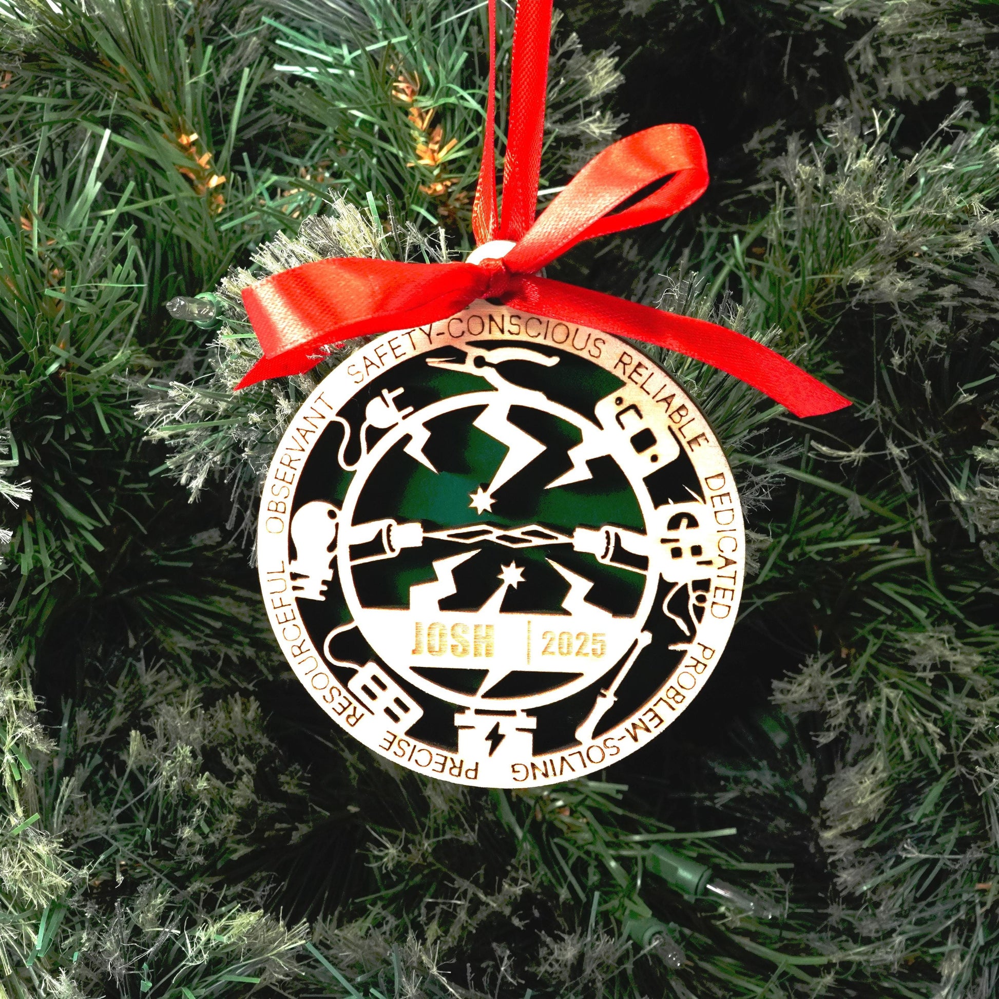 Personalized Electrician Christmas Ornament – Gift for Electrician, Electrical Tech, Power Worker, Christmas Gift - Personalized Holiday Ornament