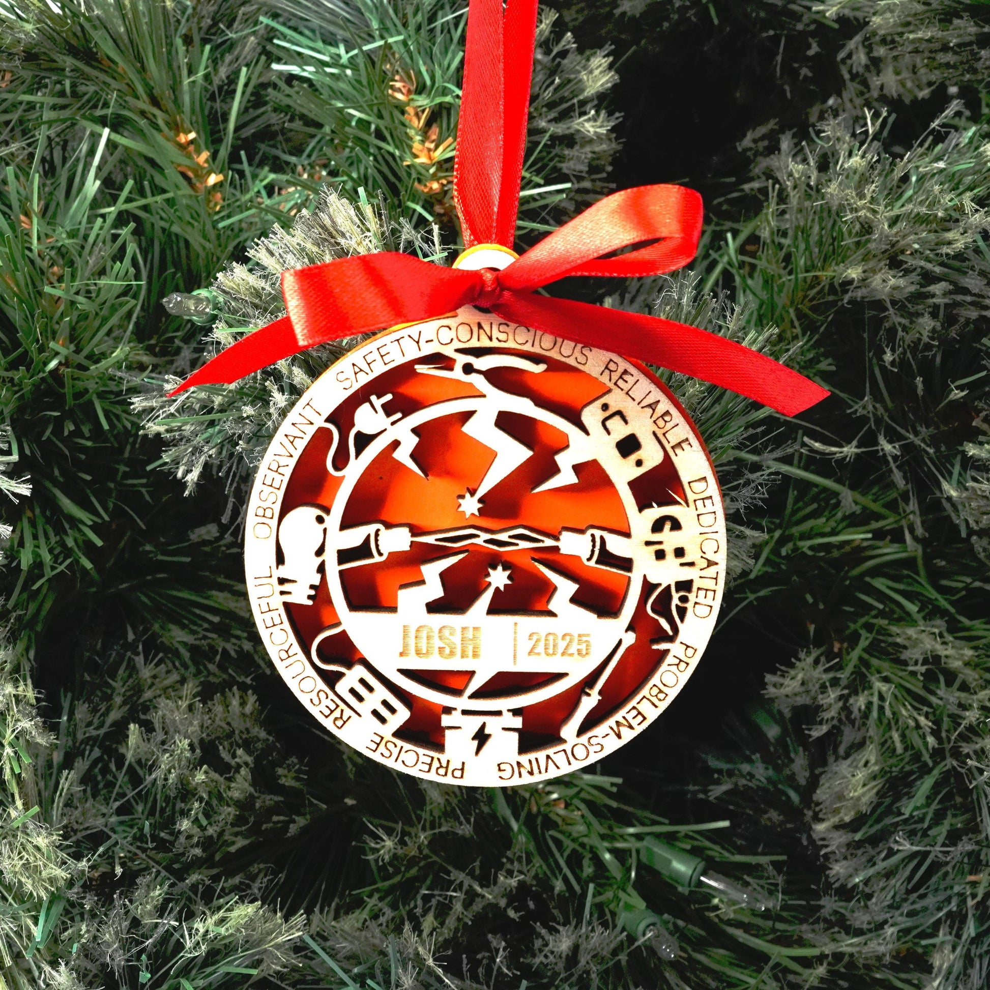 Personalized Electrician Christmas Ornament – Gift for Electrician, Electrical Tech, Power Worker, Christmas Gift - Personalized Holiday Ornament
