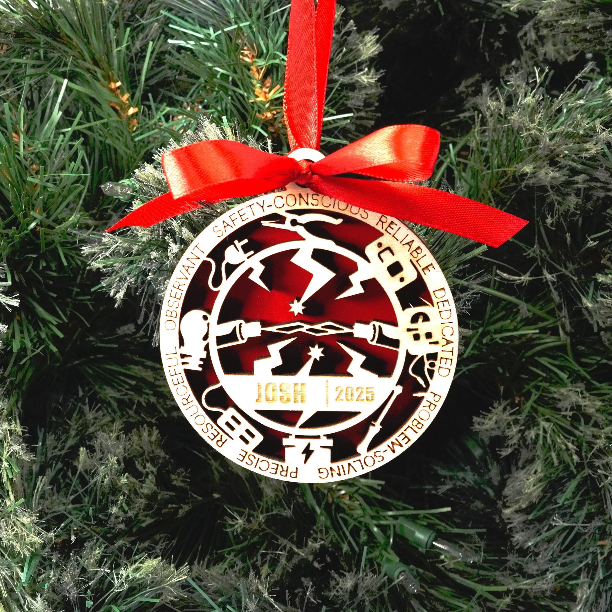 Personalized Electrician Christmas Ornament – Gift for Electrician, Electrical Tech, Power Worker, Christmas Gift - Personalized Holiday Ornament