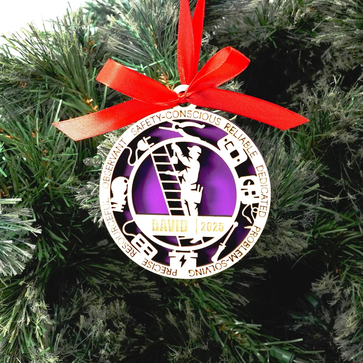 Personalized Electrician Christmas Ornament – Gift for Male Electrician or Electrical Tech, Power Worker - Personalized Holiday Ornament