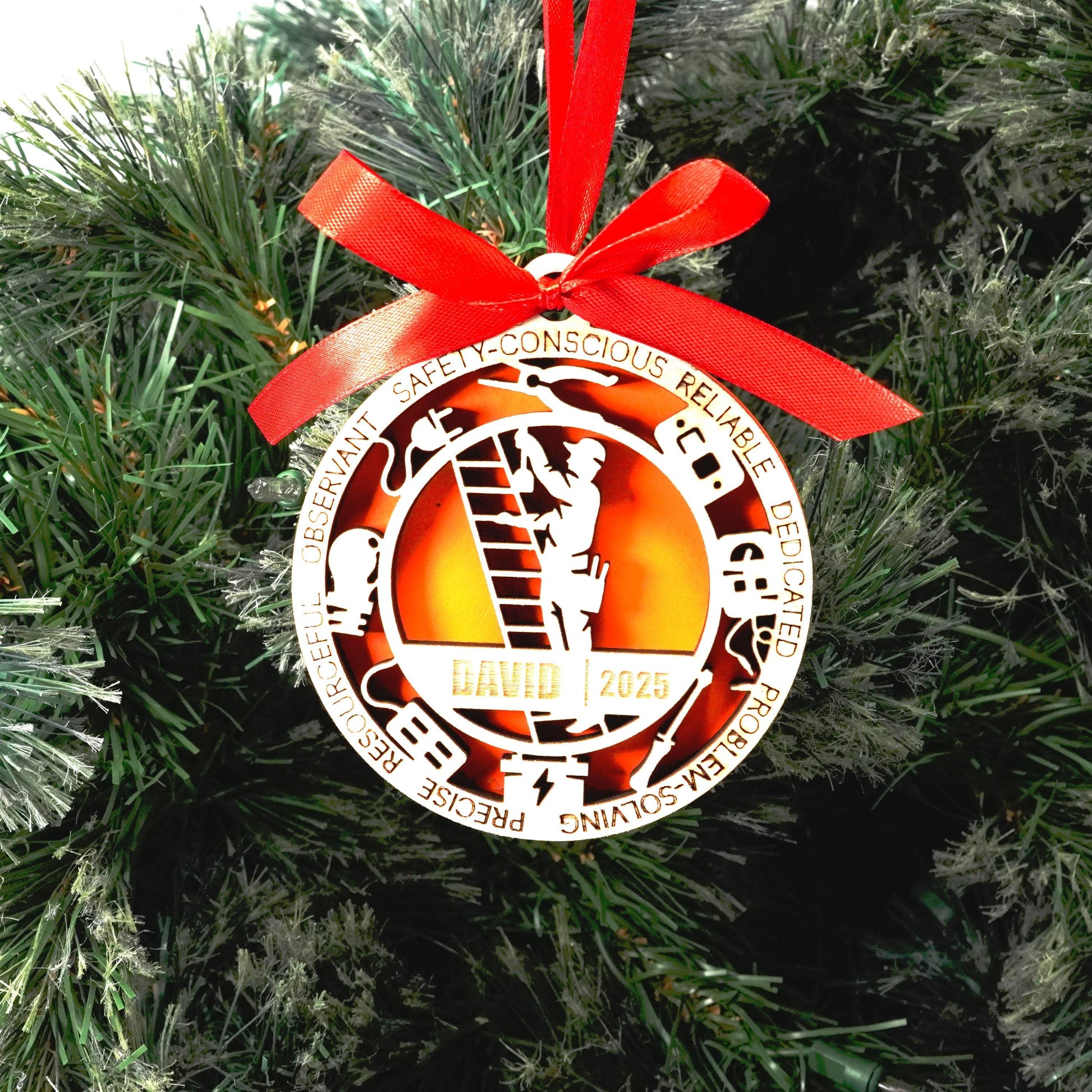 Personalized Electrician Christmas Ornament – Gift for Male Electrician or Electrical Tech, Power Worker - Personalized Holiday Ornament