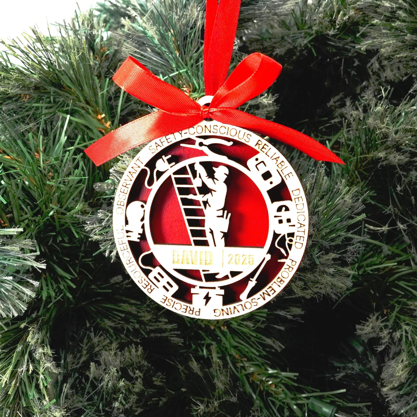 Personalized Electrician Christmas Ornament – Gift for Male Electrician or Electrical Tech, Power Worker - Personalized Holiday Ornament