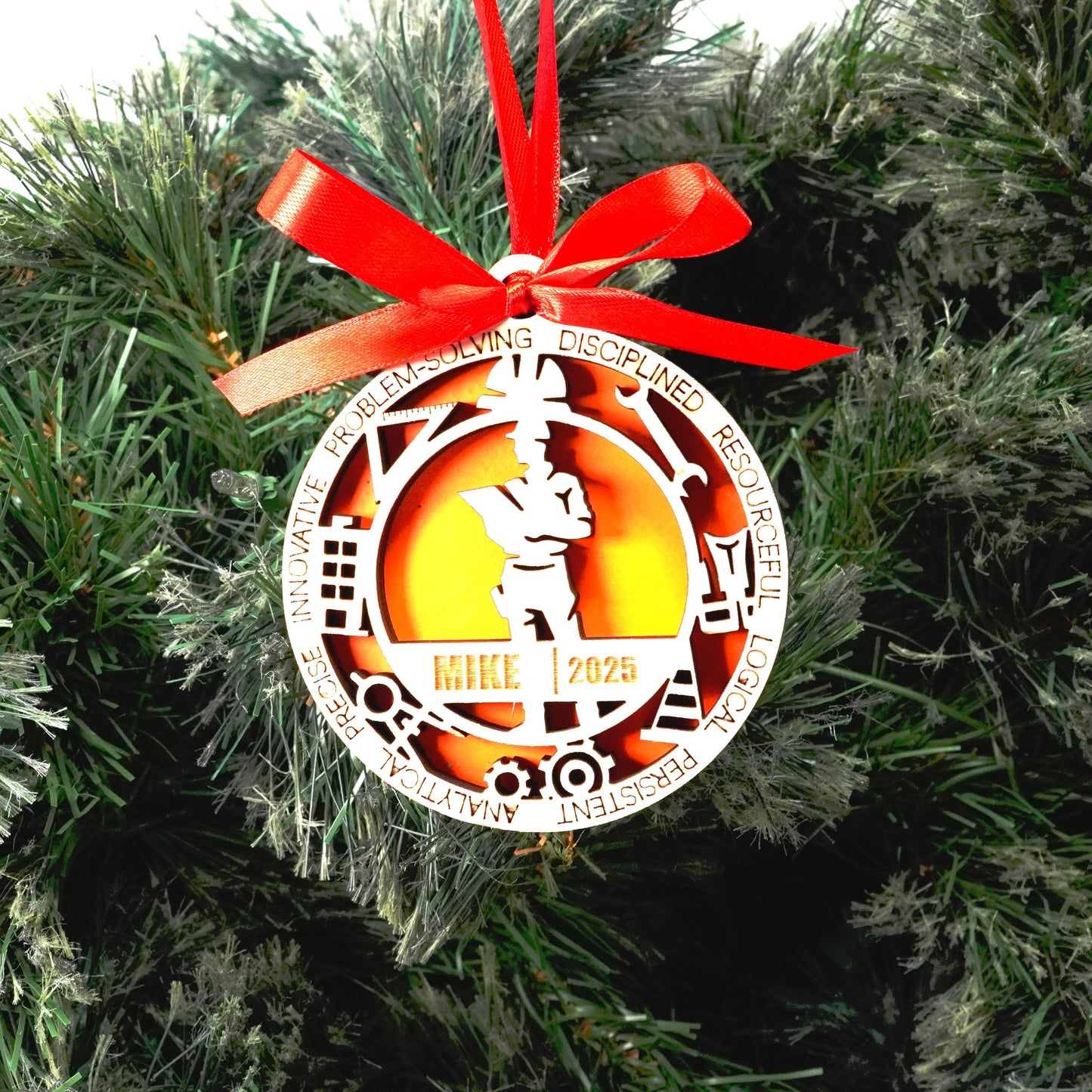 Personalized Engineer Christmas Ornament – Gift for Male Engineer or Architect, Designer - Personalized Holiday Ornament