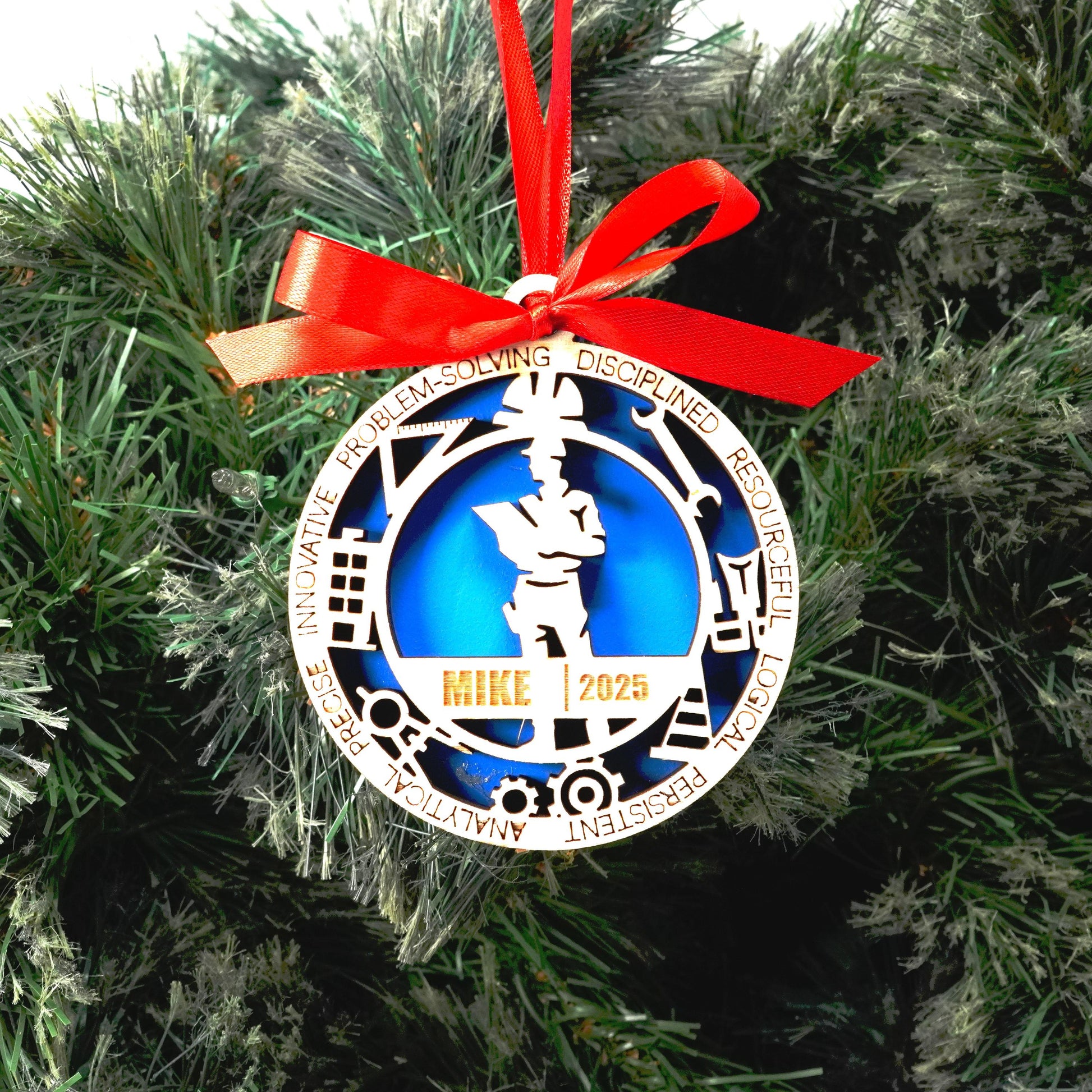 Personalized Engineer Christmas Ornament – Gift for Male Engineer or Architect, Designer - Personalized Holiday Ornament