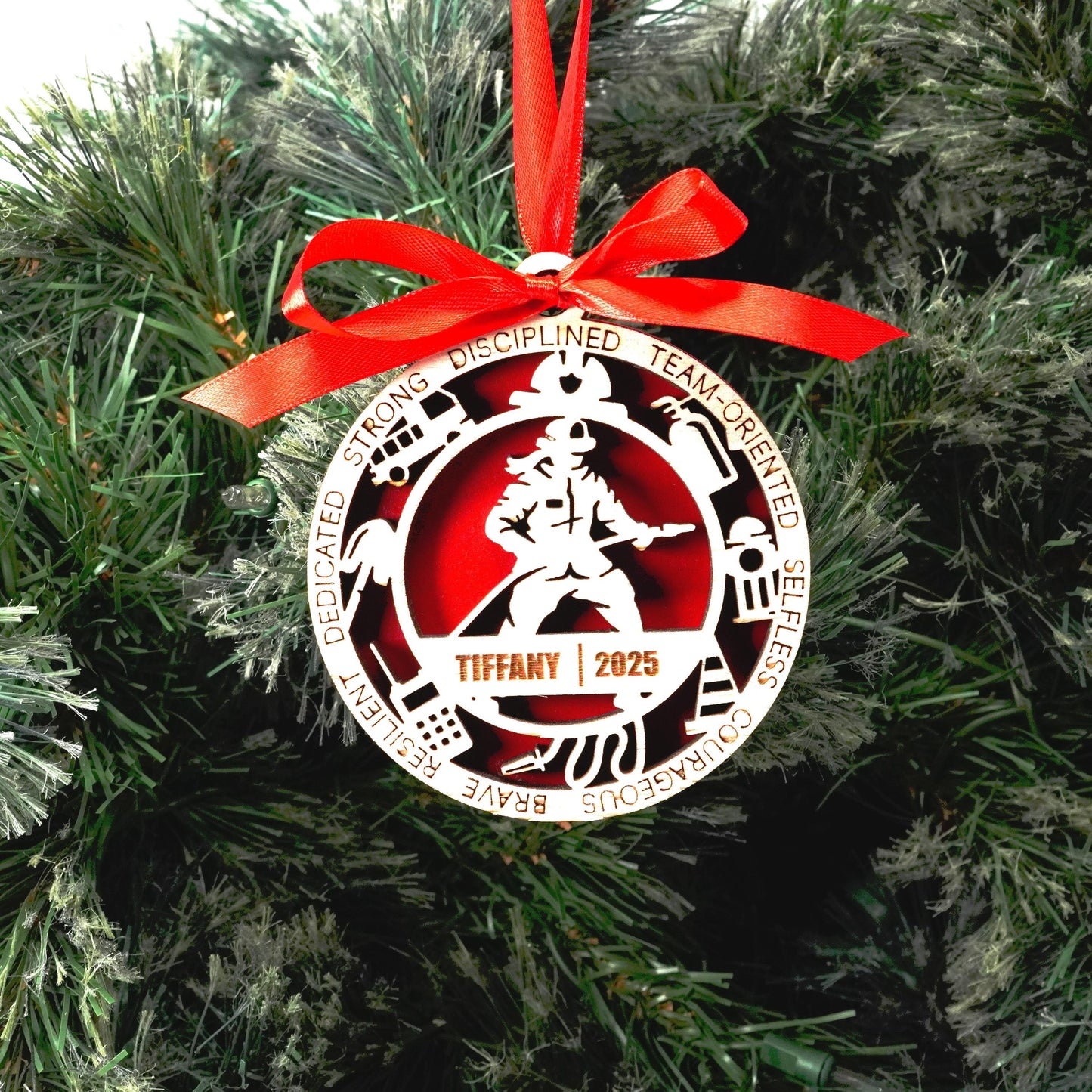 Personalized Firefighter Christmas Ornament – Gift for Female Firefighter or Ems, First Responder, Fireman Ornament - Personalized Holiday Ornament