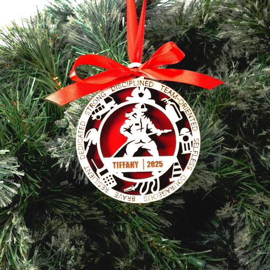 Personalized Firefighter Christmas Ornament – Gift for Female Firefighter or Ems, First Responder, Fireman Ornament - Personalized Holiday Ornament