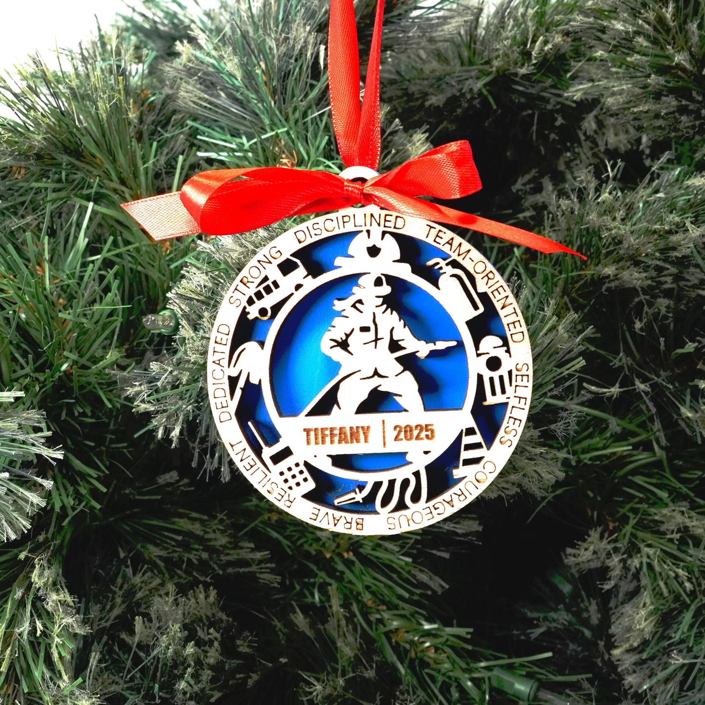 Personalized Firefighter Christmas Ornament – Gift for Female Firefighter or Ems, First Responder, Fireman Ornament - Personalized Holiday Ornament