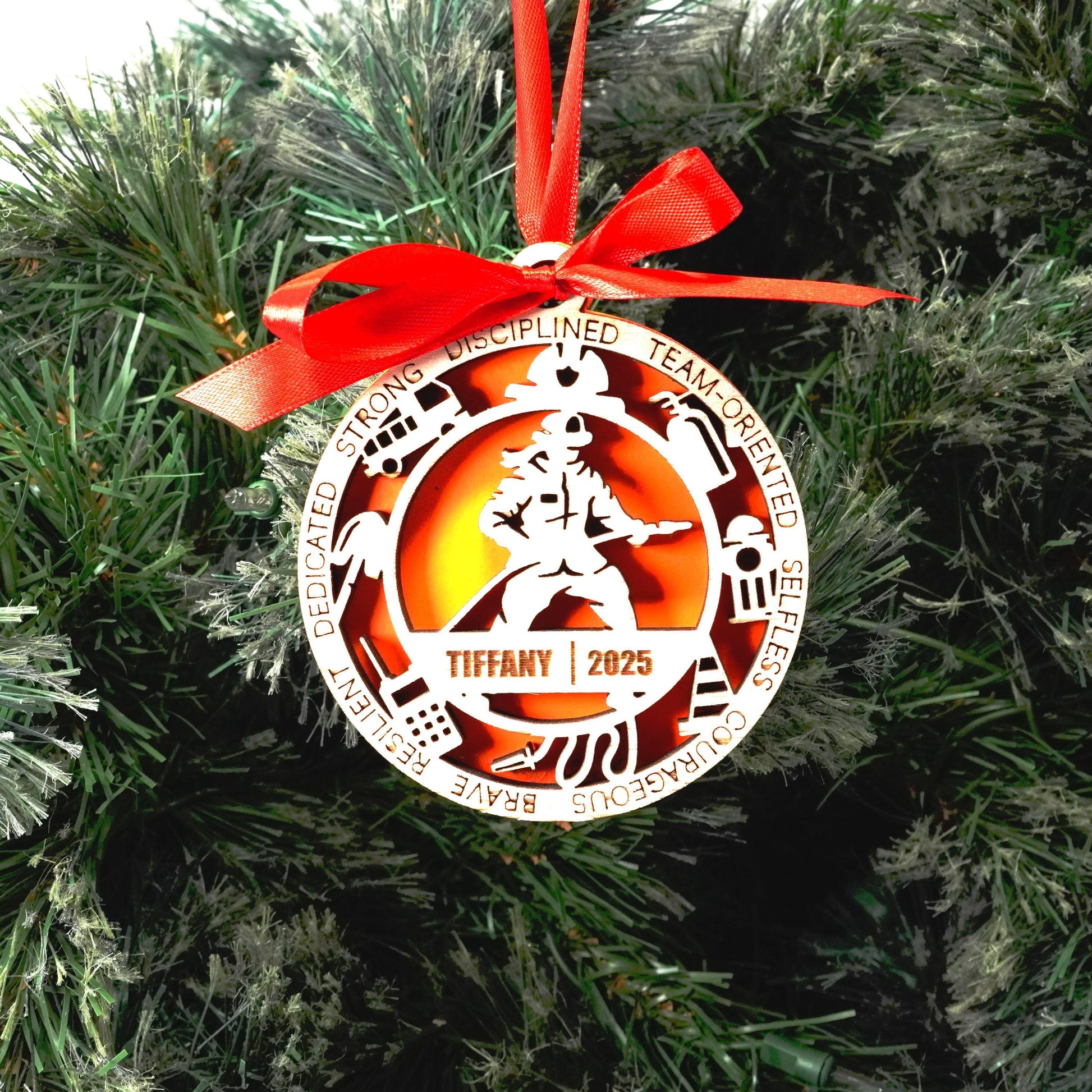 Personalized Firefighter Christmas Ornament – Gift for Female Firefighter or Ems, First Responder, Fireman Ornament - Personalized Holiday Ornament
