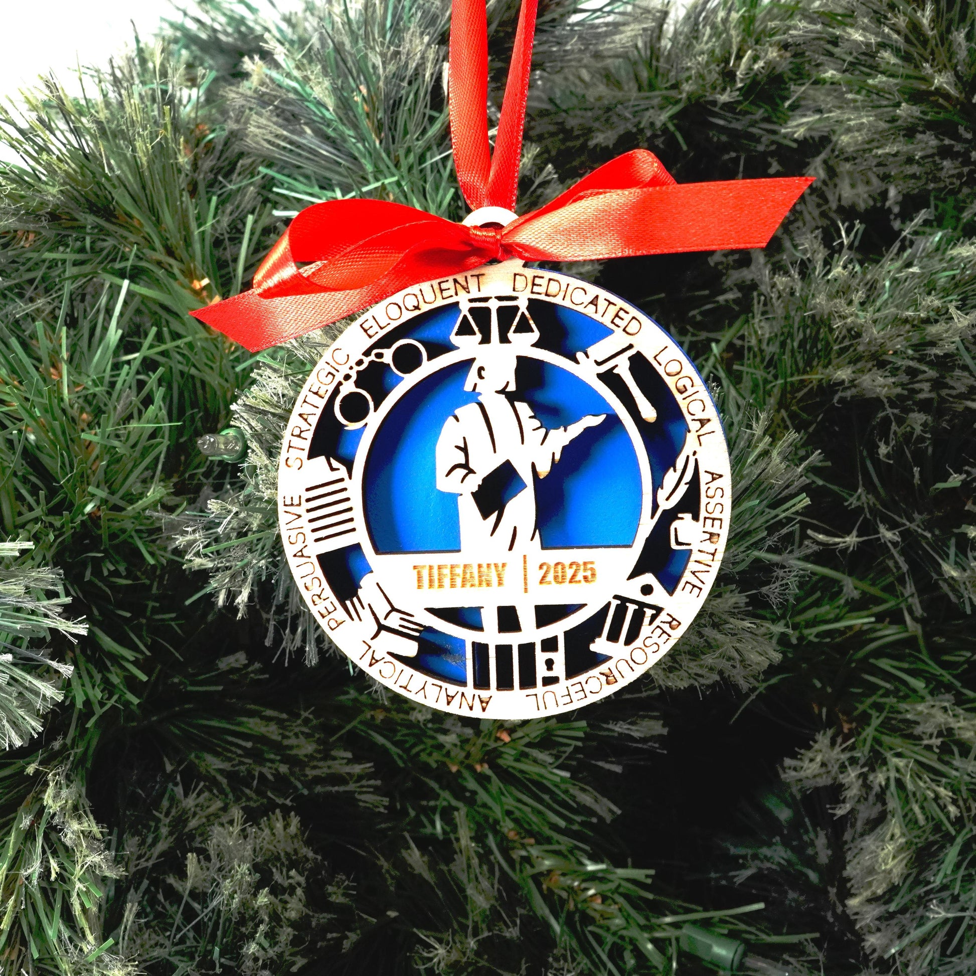 Personalized Lawyer Christmas Ornament – Gift for Female Lawyer or Attorney, Paralegal - Personalized Holiday Ornament