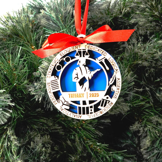 Personalized Lawyer Christmas Ornament – Gift for Female Lawyer or Attorney, Paralegal - Personalized Holiday Ornament