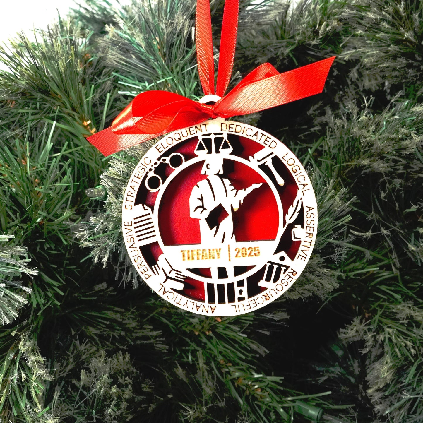 Personalized Lawyer Christmas Ornament – Gift for Female Lawyer or Attorney, Paralegal - Personalized Holiday Ornament