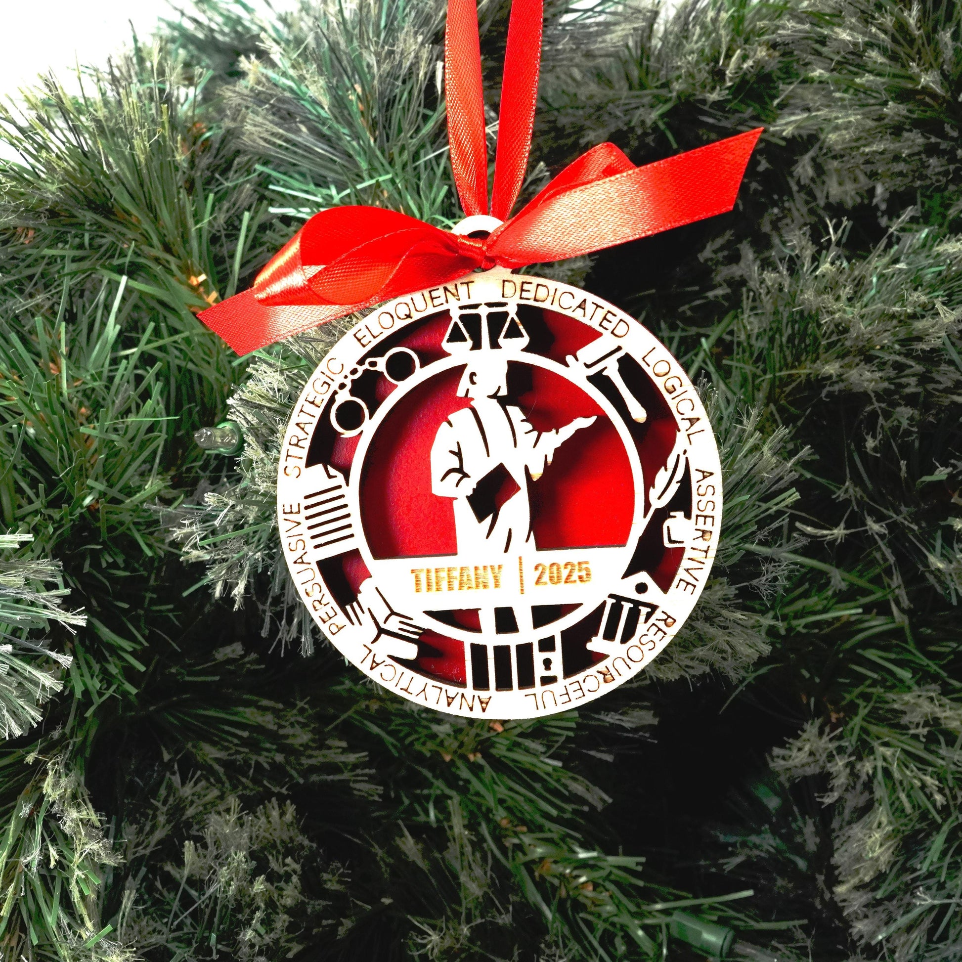 Personalized Lawyer Christmas Ornament – Gift for Female Lawyer or Attorney, Paralegal - Personalized Holiday Ornament