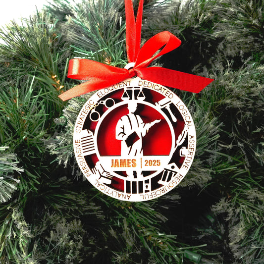 Personalized Lawyer Christmas Ornament – Gift for Male Lawyer or Attorney, Paralegal - Personalized Holiday Ornament