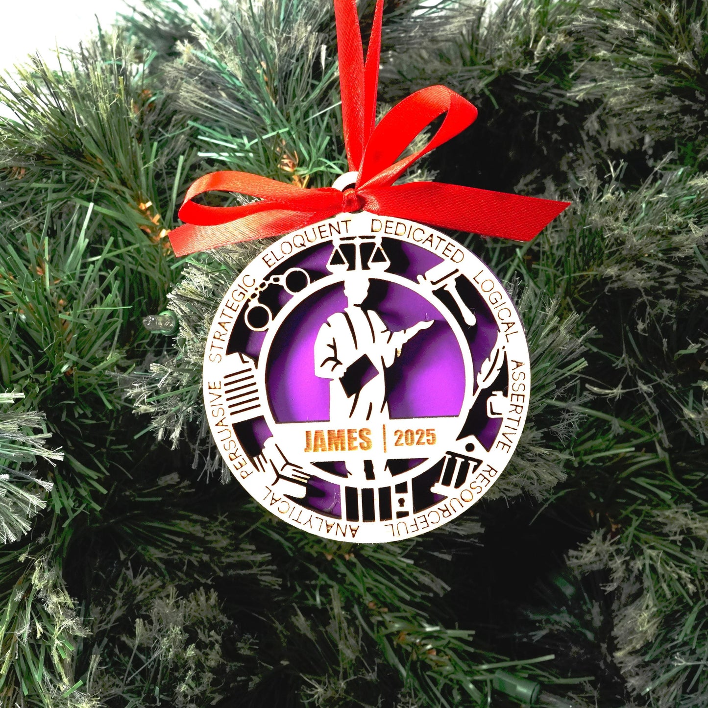 Personalized Lawyer Christmas Ornament – Gift for Male Lawyer or Attorney, Paralegal - Personalized Holiday Ornament