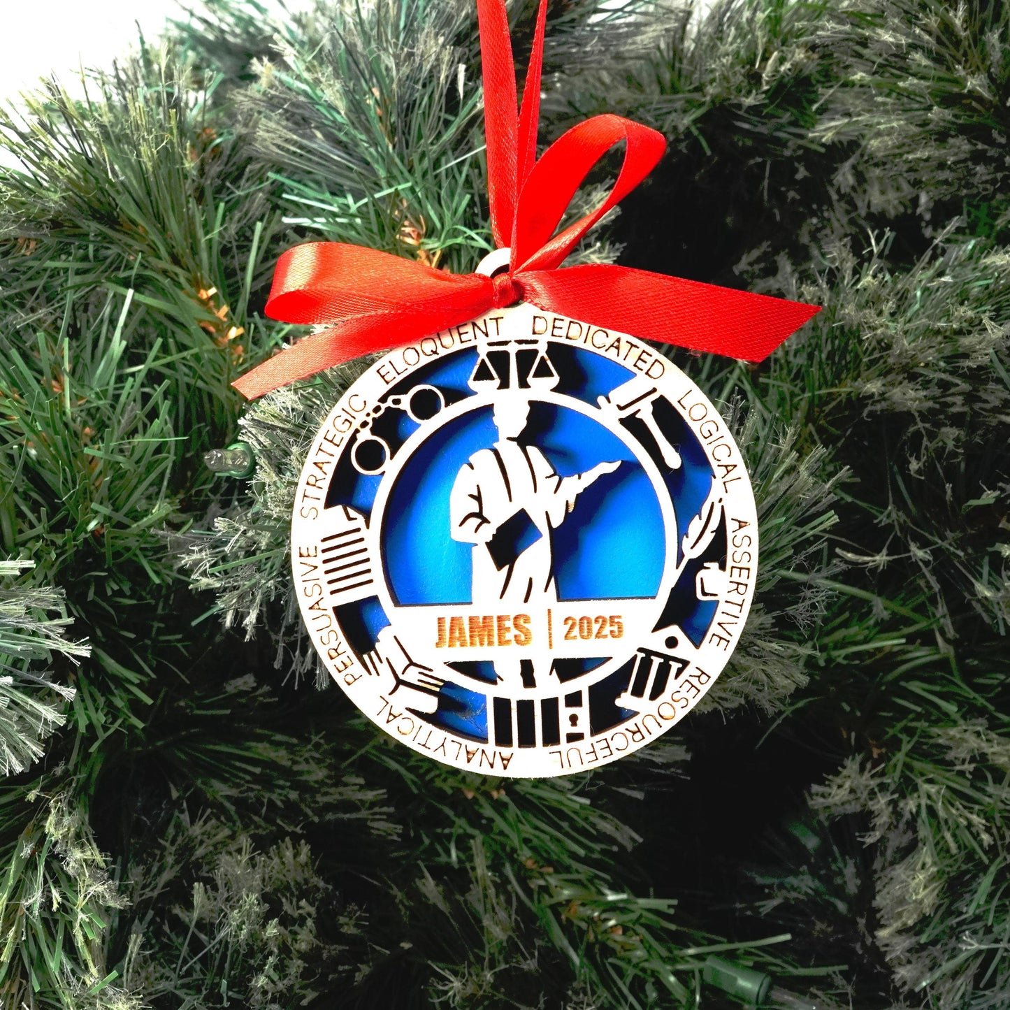 Personalized Lawyer Christmas Ornament – Gift for Male Lawyer or Attorney, Paralegal - Personalized Holiday Ornament