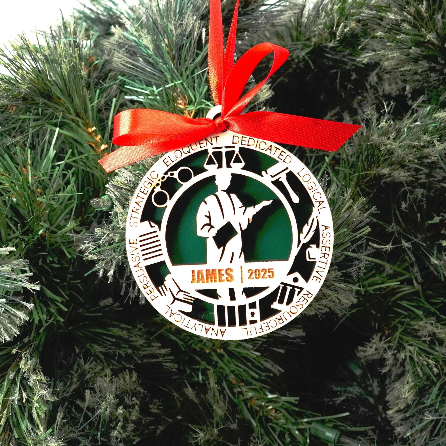 Personalized Lawyer Christmas Ornament – Gift for Male Lawyer or Attorney, Paralegal - Personalized Holiday Ornament