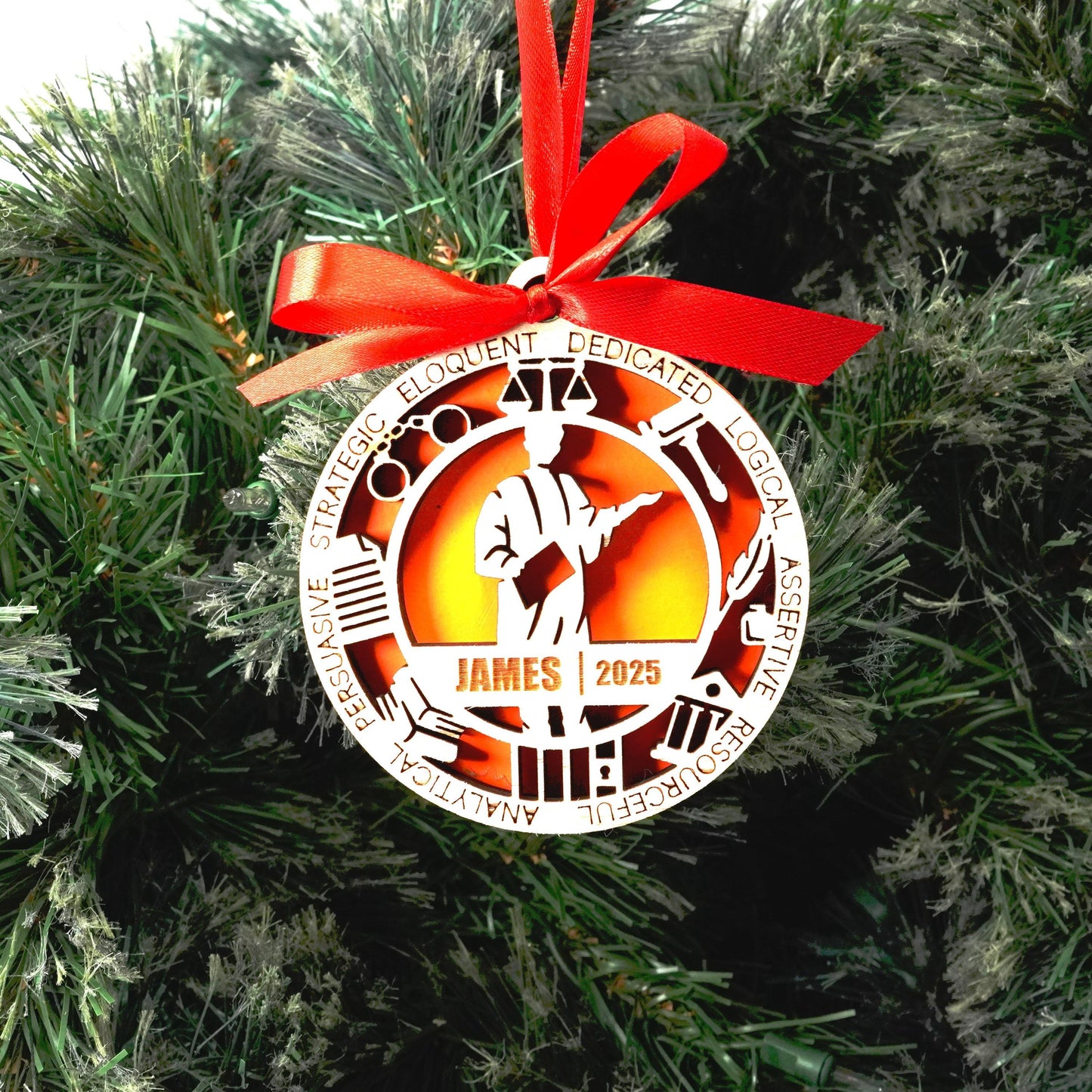 Personalized Lawyer Christmas Ornament – Gift for Male Lawyer or Attorney, Paralegal - Personalized Holiday Ornament