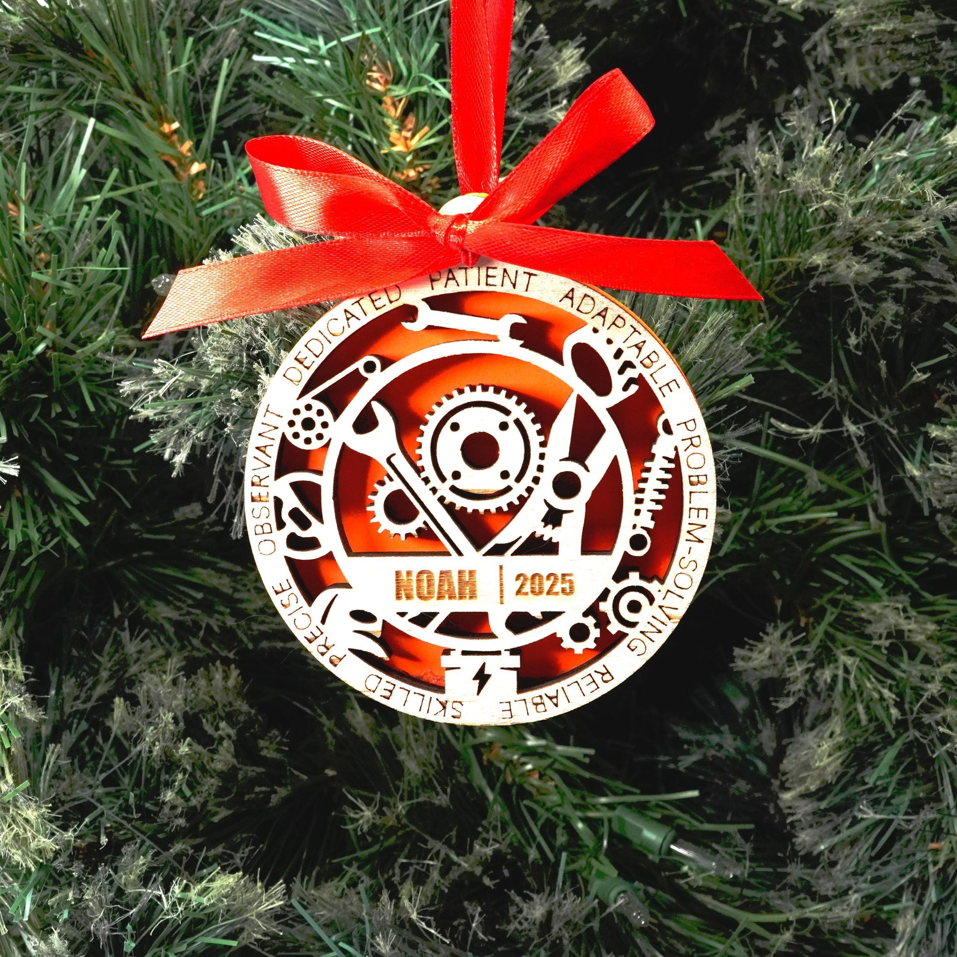 Personalized Mechanic Christmas Ornament – Gift for Mechanic, Auto Technician, Diesel Mechanic, Mechanical Engineer - Personalized Holiday Ornament
