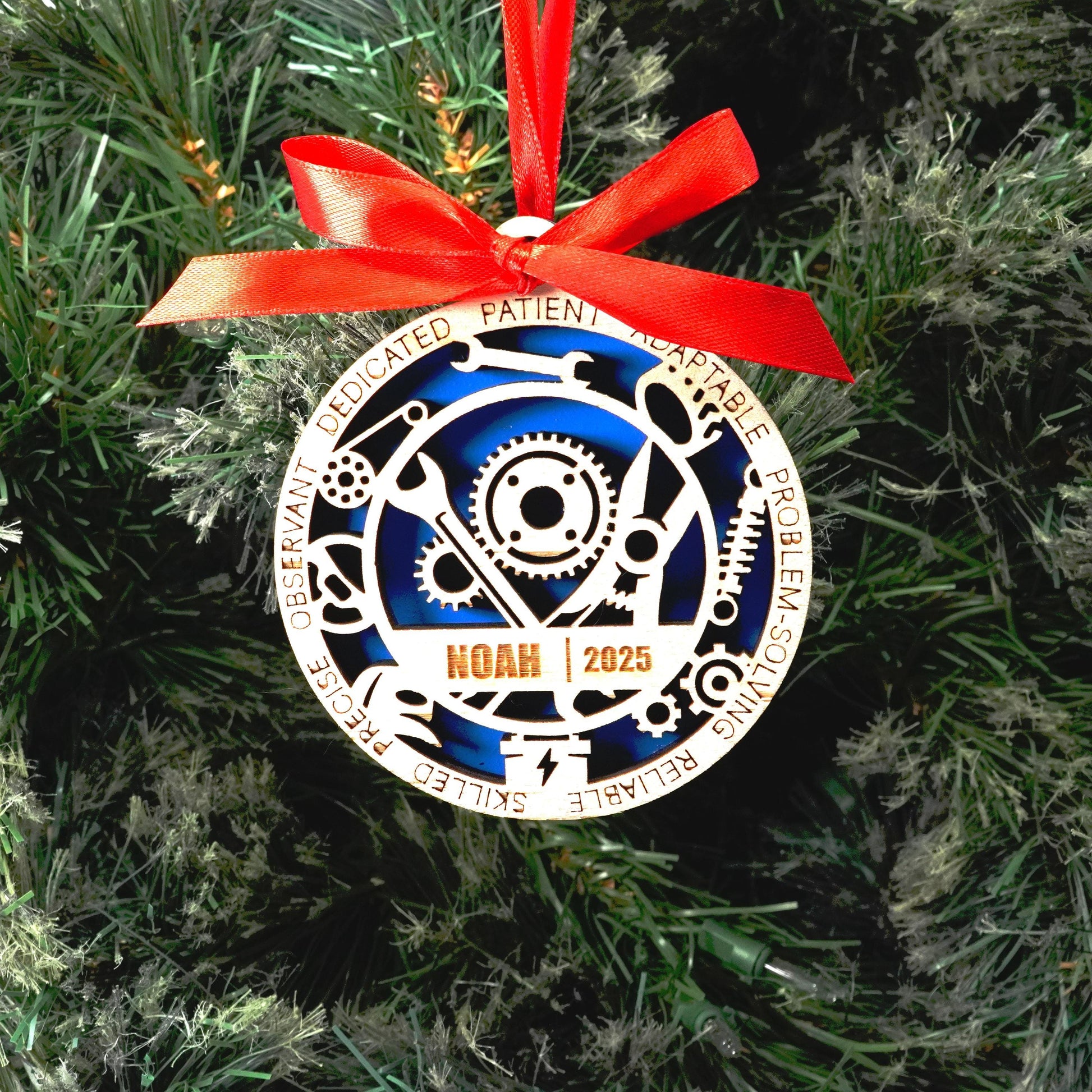 Personalized Mechanic Christmas Ornament – Gift for Mechanic, Auto Technician, Diesel Mechanic, Mechanical Engineer - Personalized Holiday Ornament