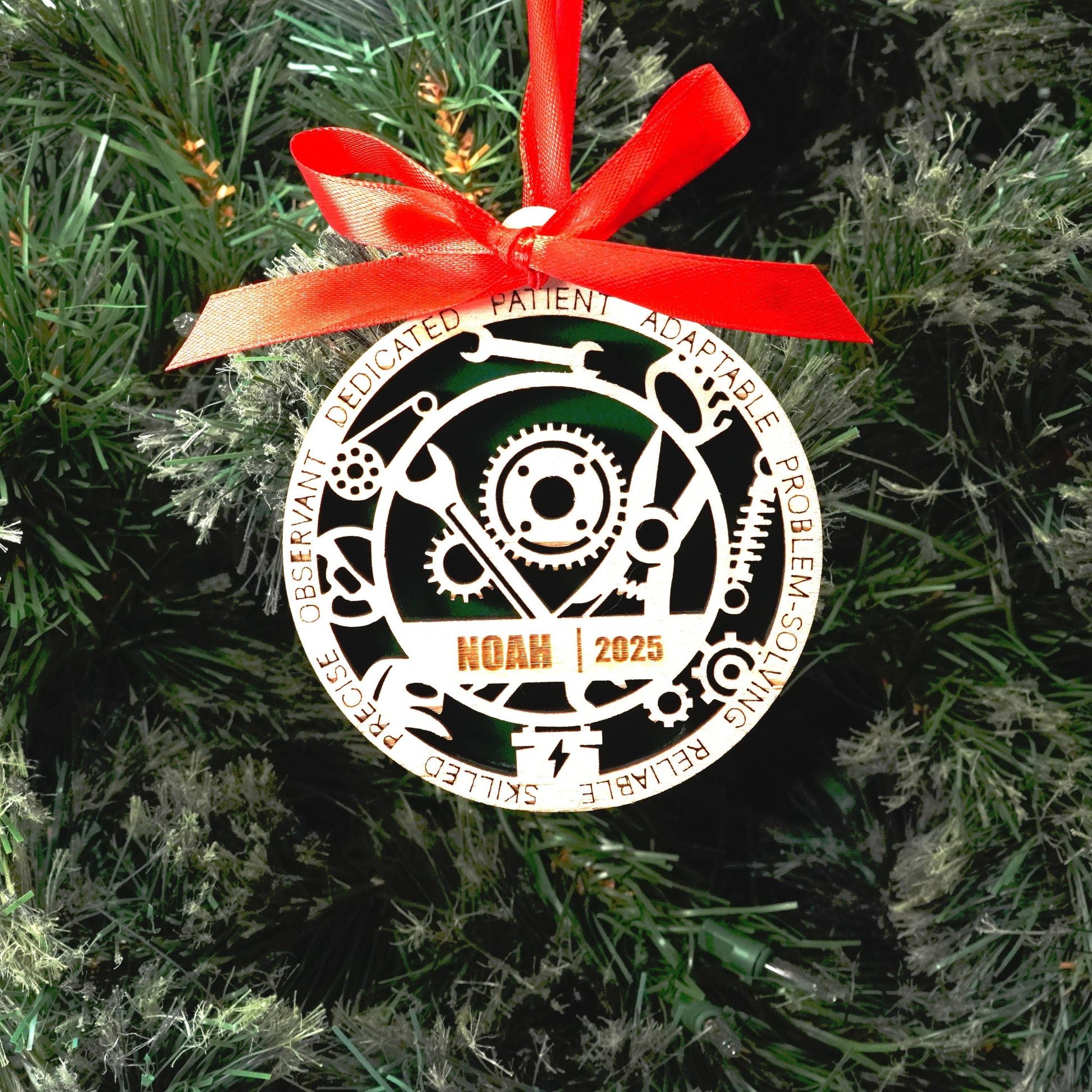 Personalized Mechanic Christmas Ornament – Gift for Mechanic, Auto Technician, Diesel Mechanic, Mechanical Engineer - Personalized Holiday Ornament