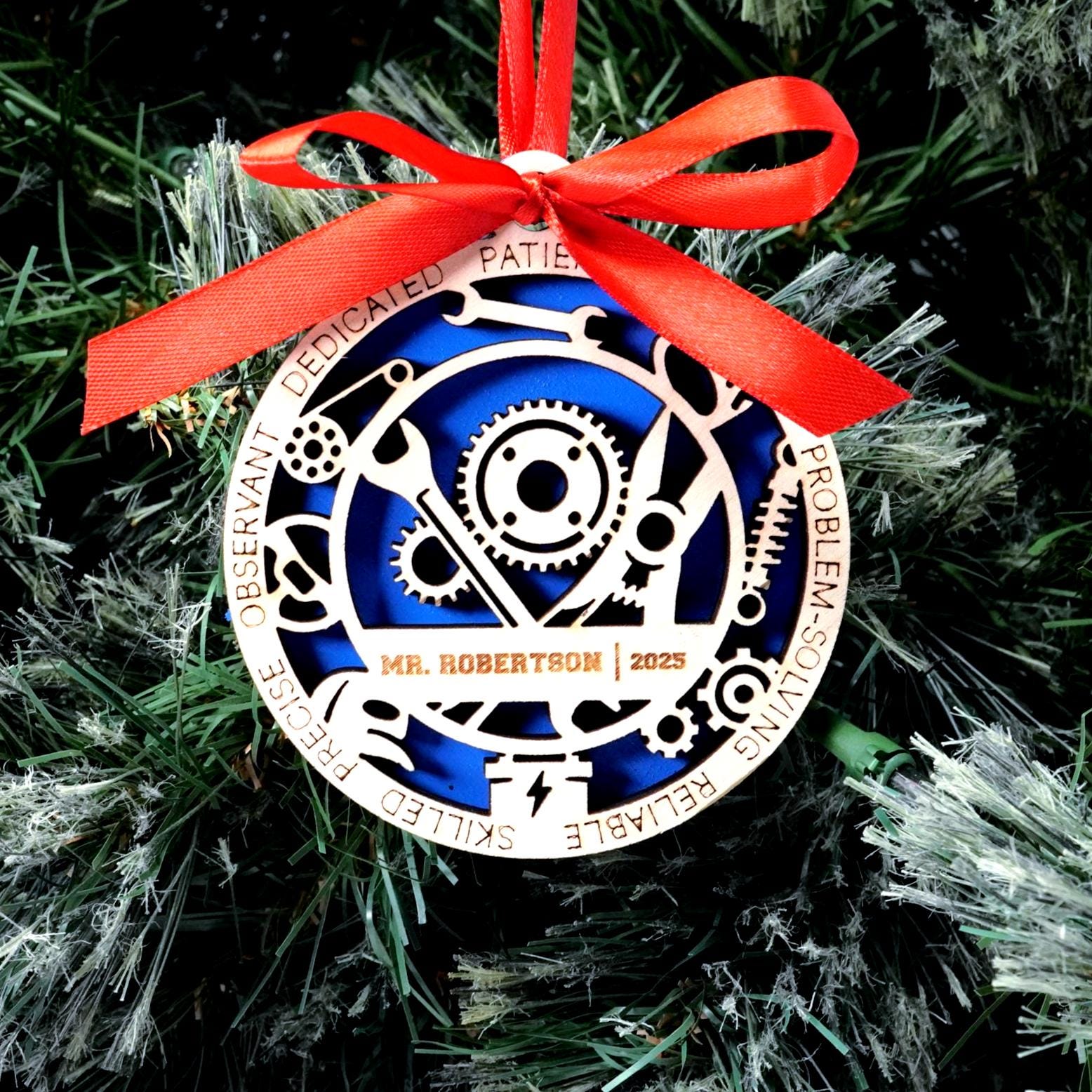 Personalized Mechanic Christmas Ornament – Gift for Mechanic, Auto Technician, Diesel Mechanic, Mechanical Engineer - Personalized Holiday Ornament