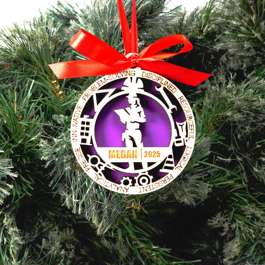 Personalized Engineer Christmas Ornament – Gift for Female Engineer or Architect, Designer - Personalized Holiday Ornament