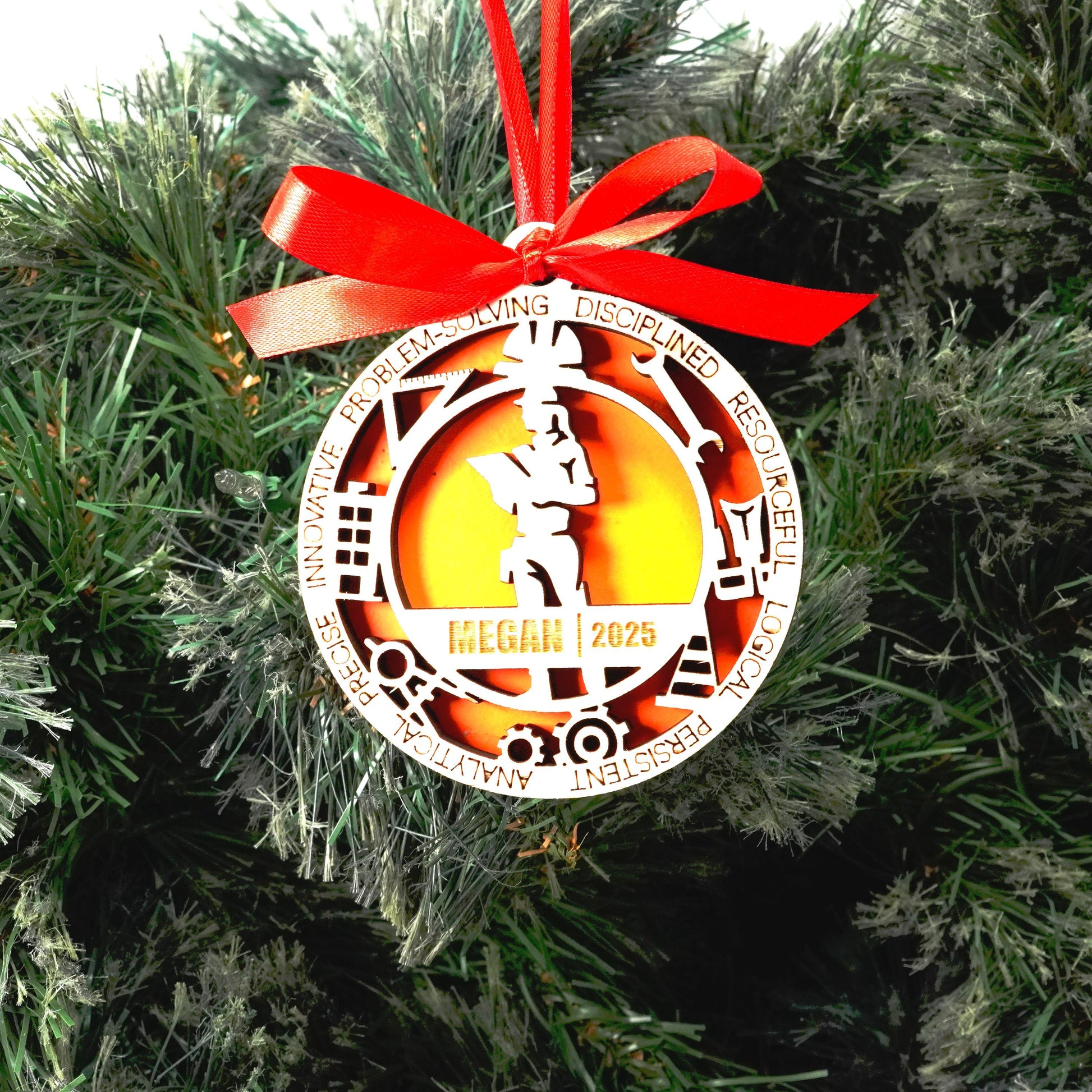Personalized Engineer Christmas Ornament – Gift for Female Engineer or Architect, Designer - Personalized Holiday Ornament