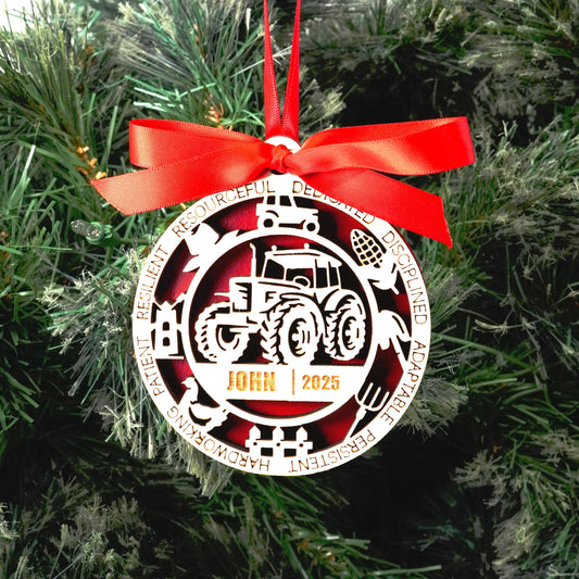 Personalized Farmer Christmas Ornament – Gift for Farmer, Rancher, Gardener, FFA Member, Farming Christmas Gift - Personalized Holiday Ornament