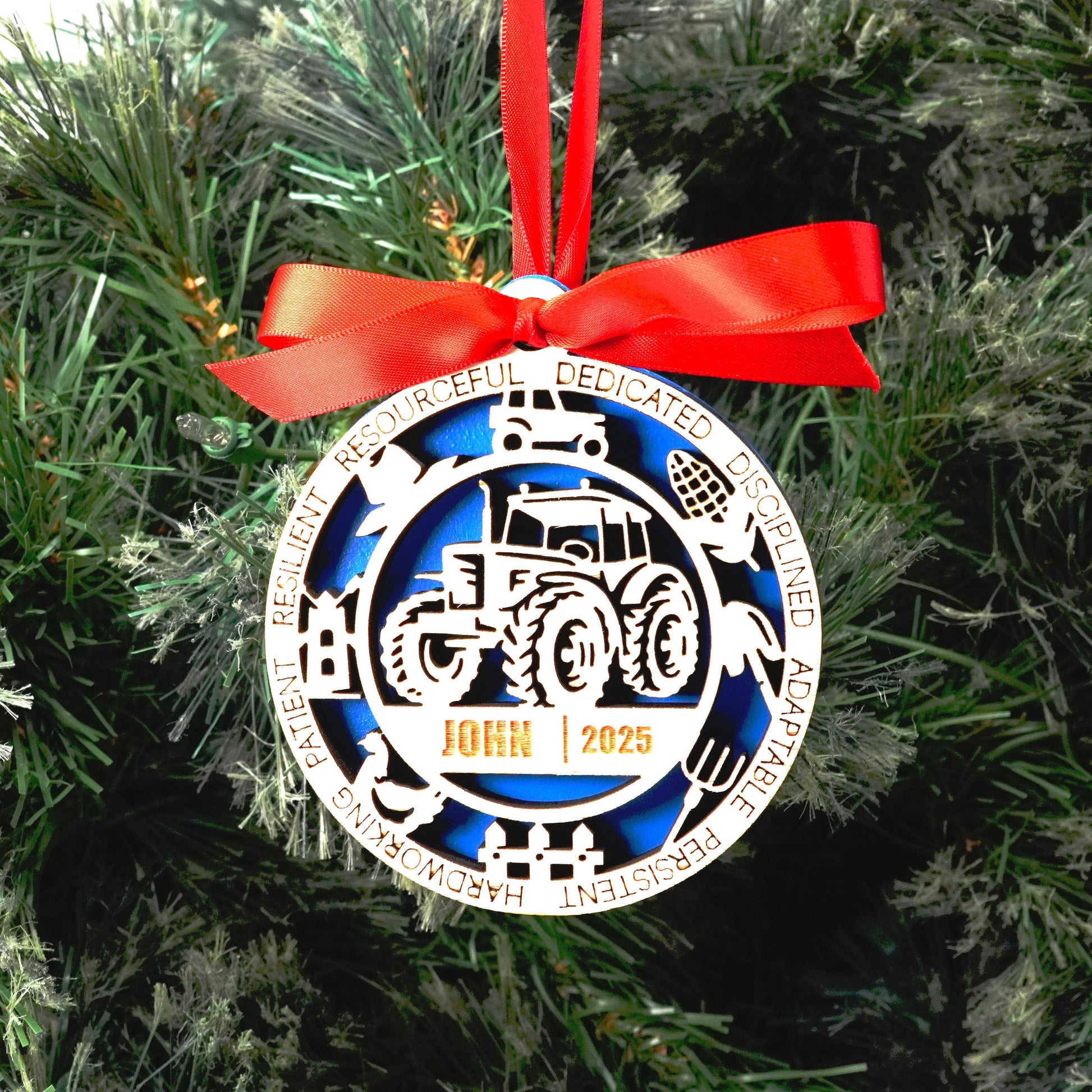Personalized Farmer Christmas Ornament – Gift for Farmer, Rancher, Gardener, FFA Member, Farming Christmas Gift - Personalized Holiday Ornament