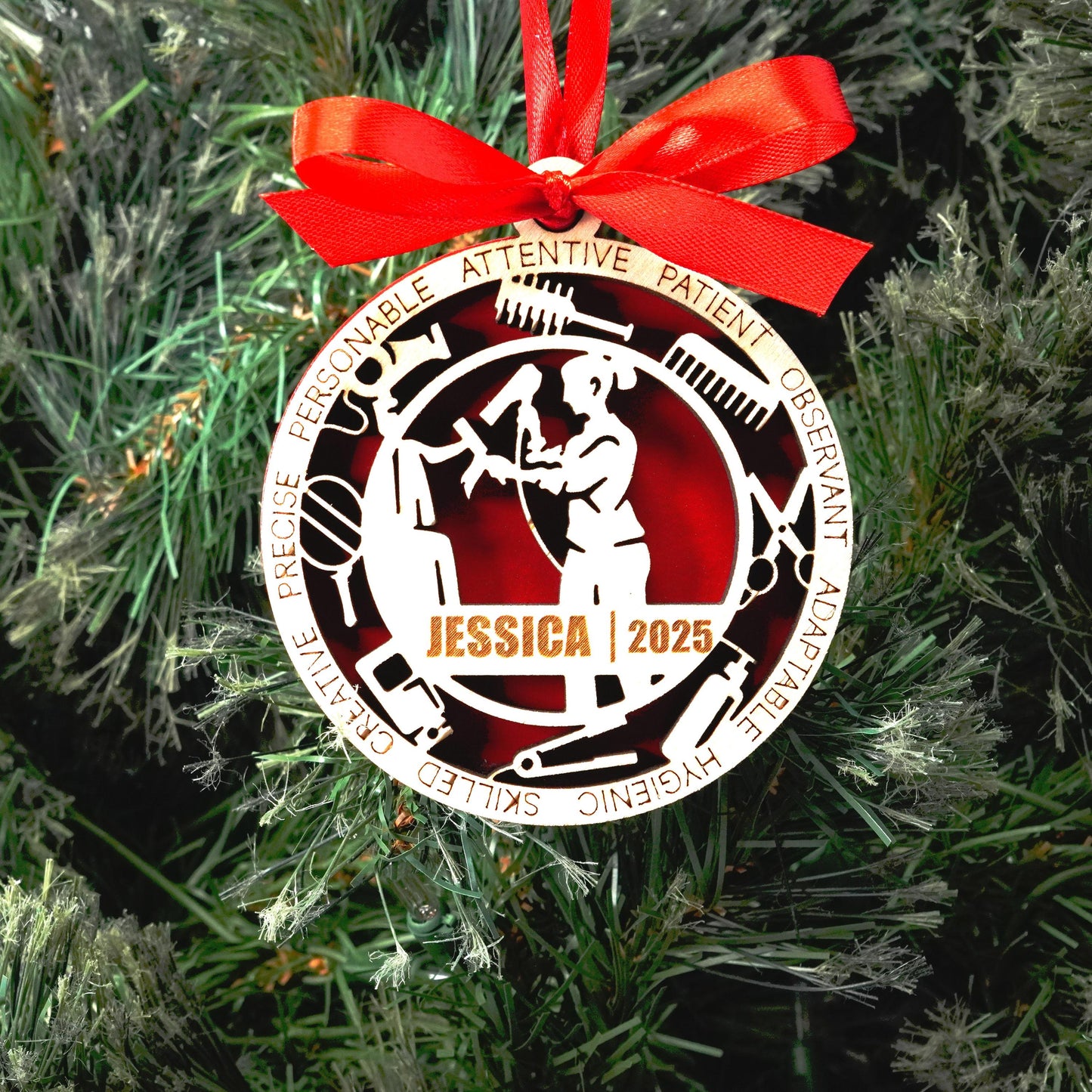 Personalized Hairdresser Christmas Ornament – Gift for Female Hairdresser or Stylist, Barber - Personalized Holiday Ornament