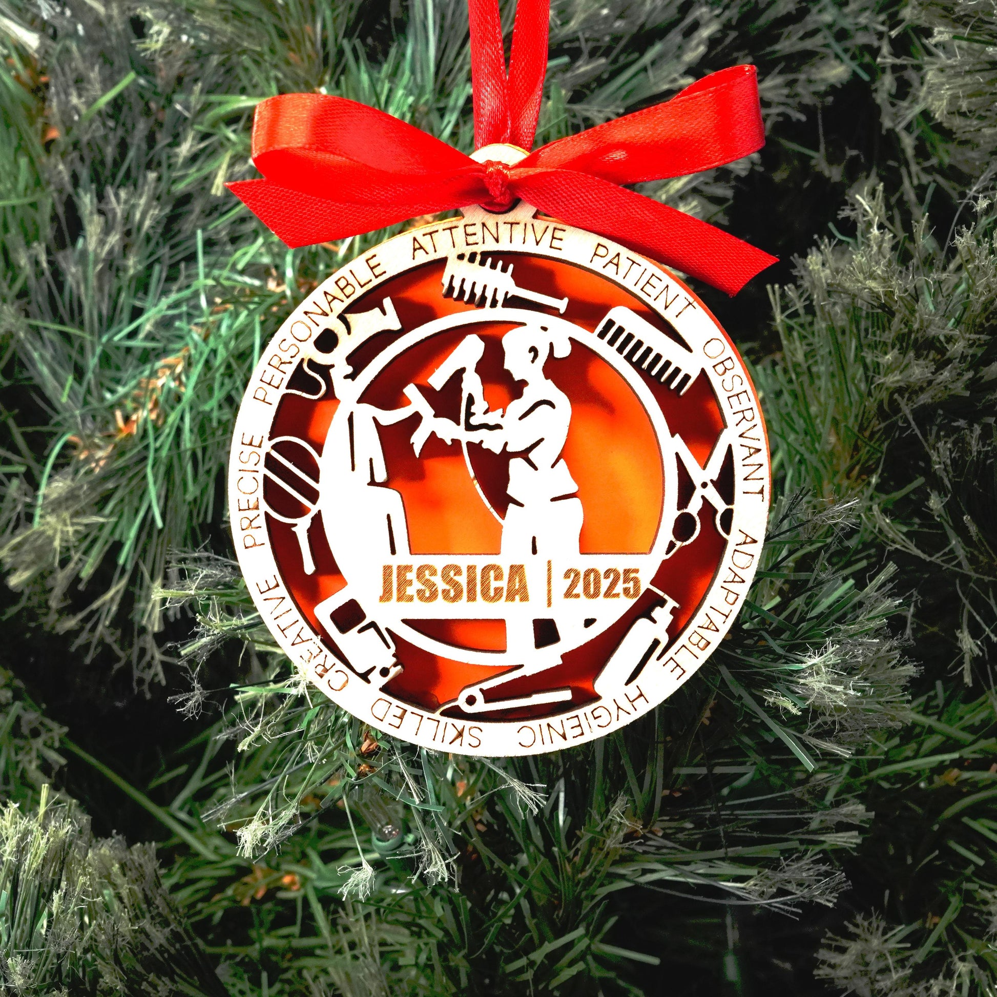 Personalized Hairdresser Christmas Ornament – Gift for Female Hairdresser or Stylist, Barber - Personalized Holiday Ornament