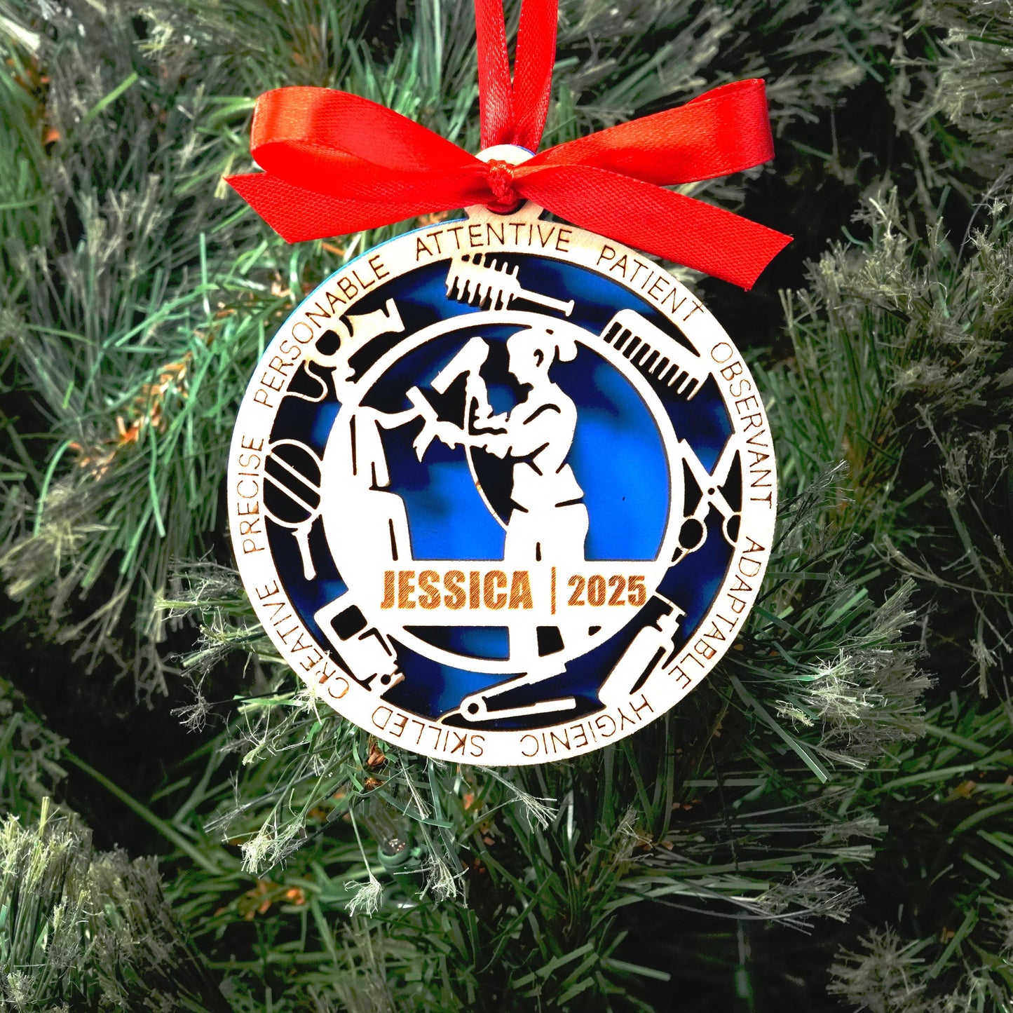 Personalized Hairdresser Christmas Ornament – Gift for Female Hairdresser or Stylist, Barber - Personalized Holiday Ornament
