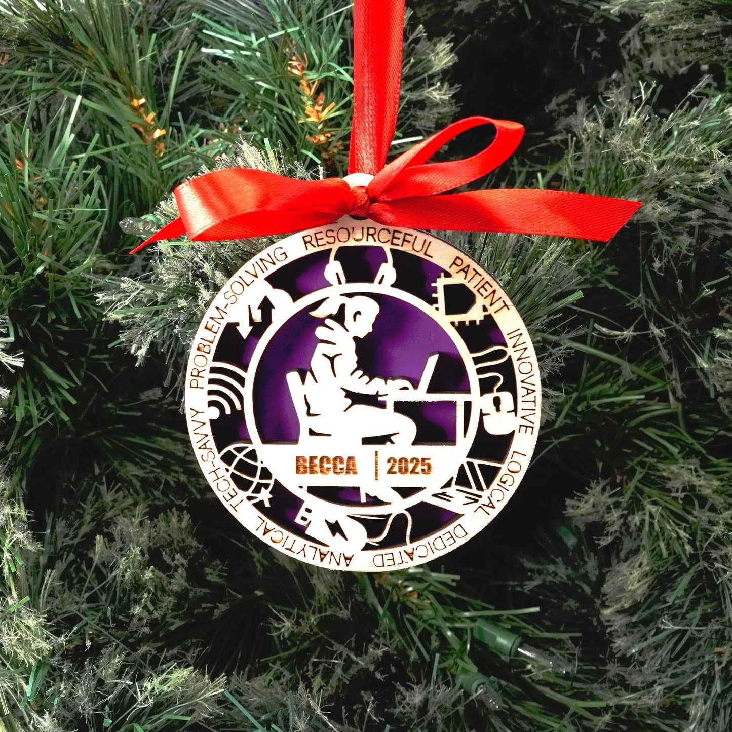 Personalized IT Christmas Ornament – Gift for Female IT or Programmer, Software Developer - Personalized Holiday Ornament