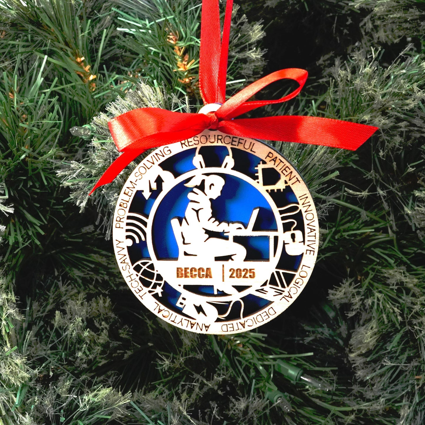 Personalized IT Christmas Ornament – Gift for Female IT or Programmer, Software Developer - Personalized Holiday Ornament