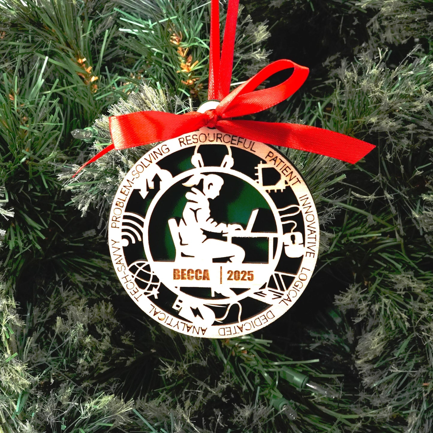 Personalized IT Christmas Ornament – Gift for Female IT or Programmer, Software Developer - Personalized Holiday Ornament