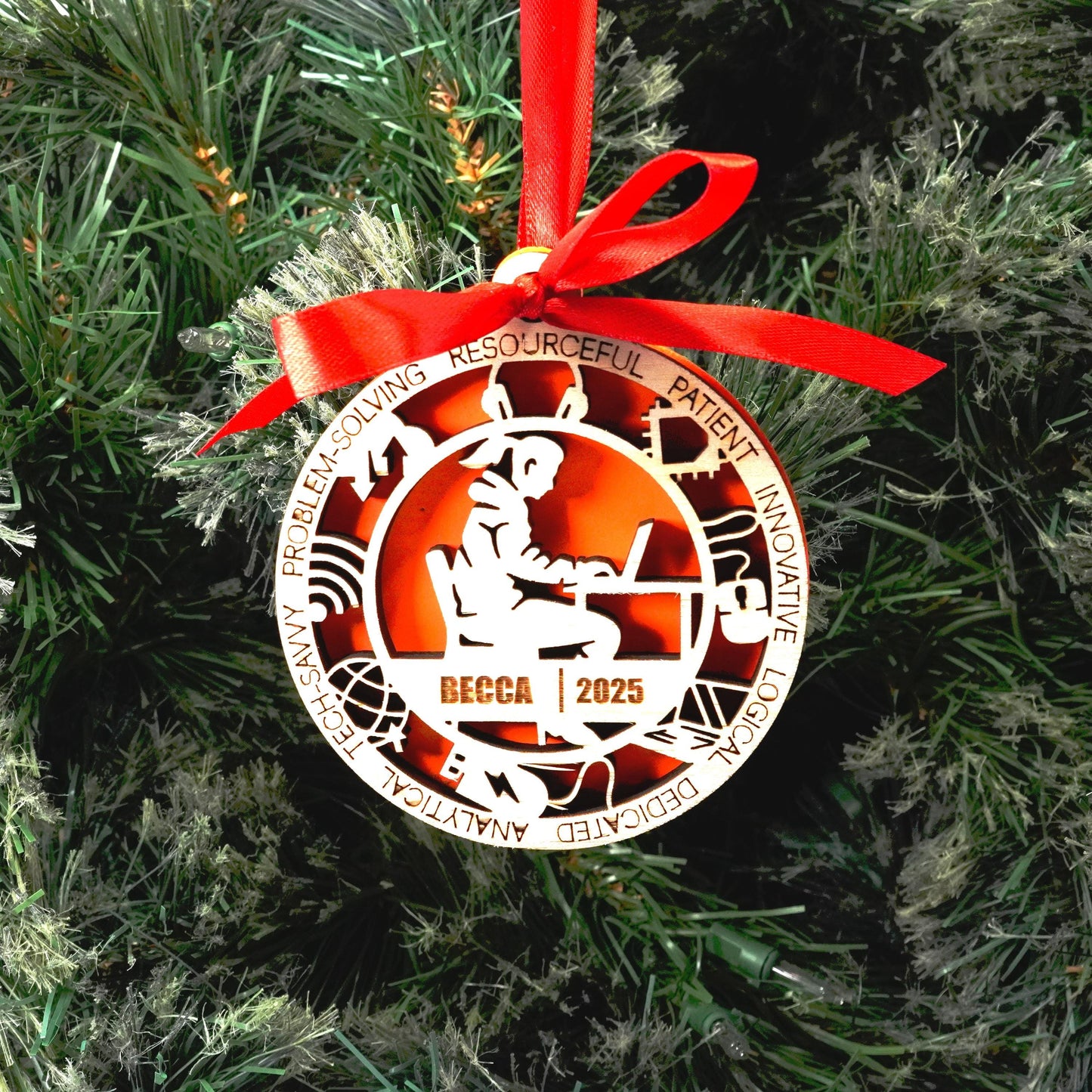 Personalized IT Christmas Ornament – Gift for Female IT or Programmer, Software Developer - Personalized Holiday Ornament