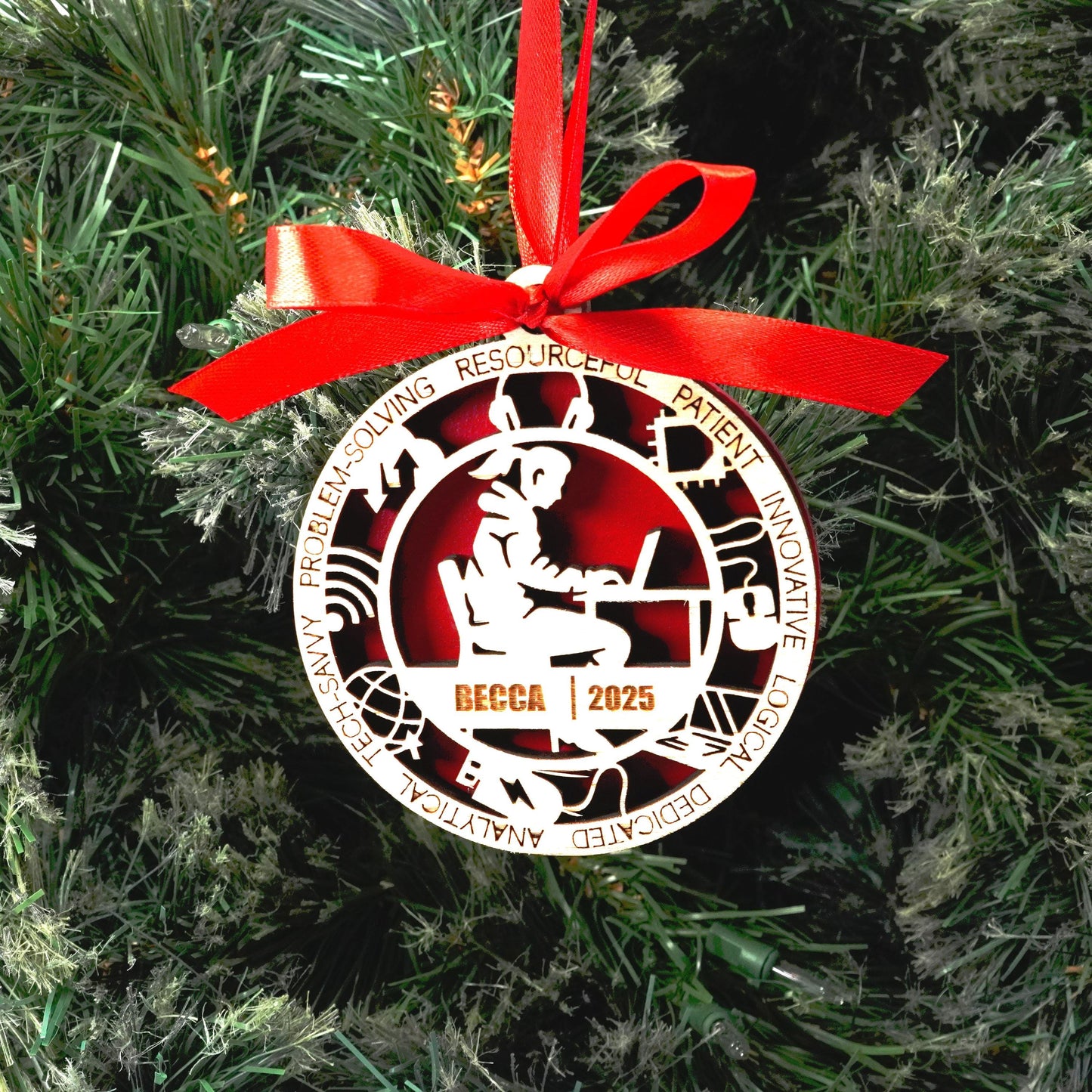 Personalized IT Christmas Ornament – Gift for Female IT or Programmer, Software Developer - Personalized Holiday Ornament