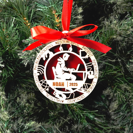 Personalized IT Christmas Ornament – Gift for Male IT or Programmer, Software Developer - Personalized Holiday Ornament
