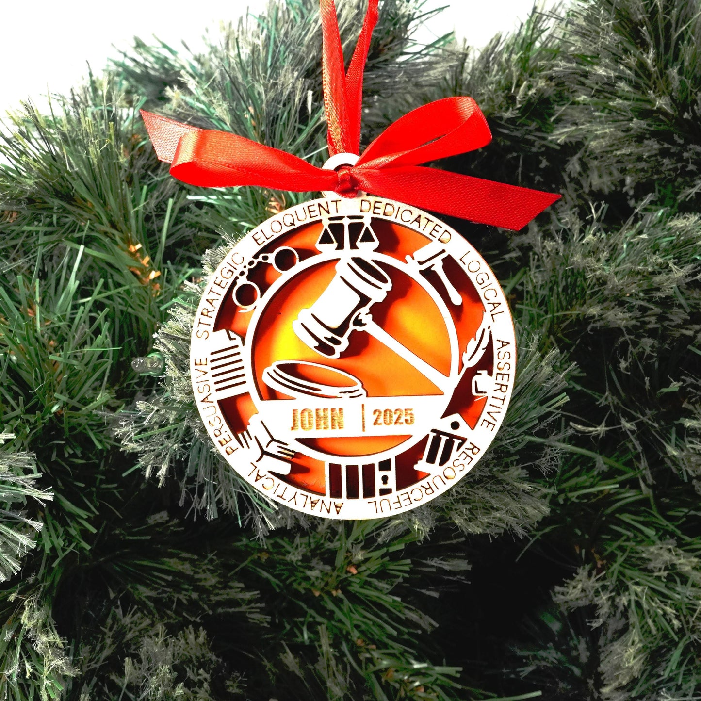 Personalized Lawyer Christmas Ornament – Gift for Lawyer, Attorney, Paralegal - Personalized Holiday Ornament