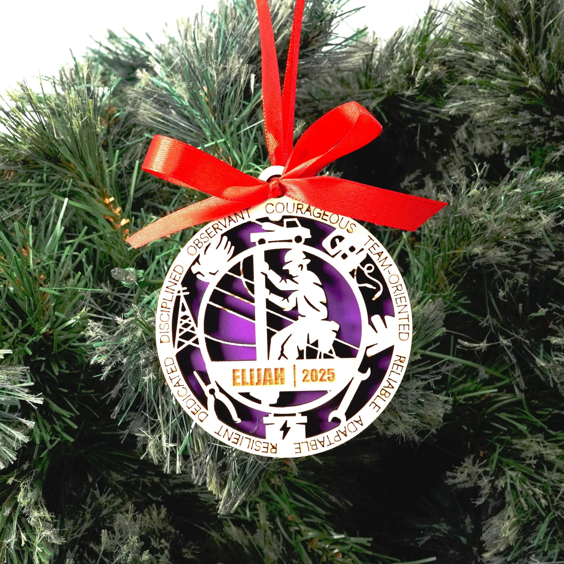 Personalized Line Man Christmas Ornament – Gift for Male Line Man or Lineman, Utility Worker, Power Company Worker Gift - Personalized Holiday Ornament