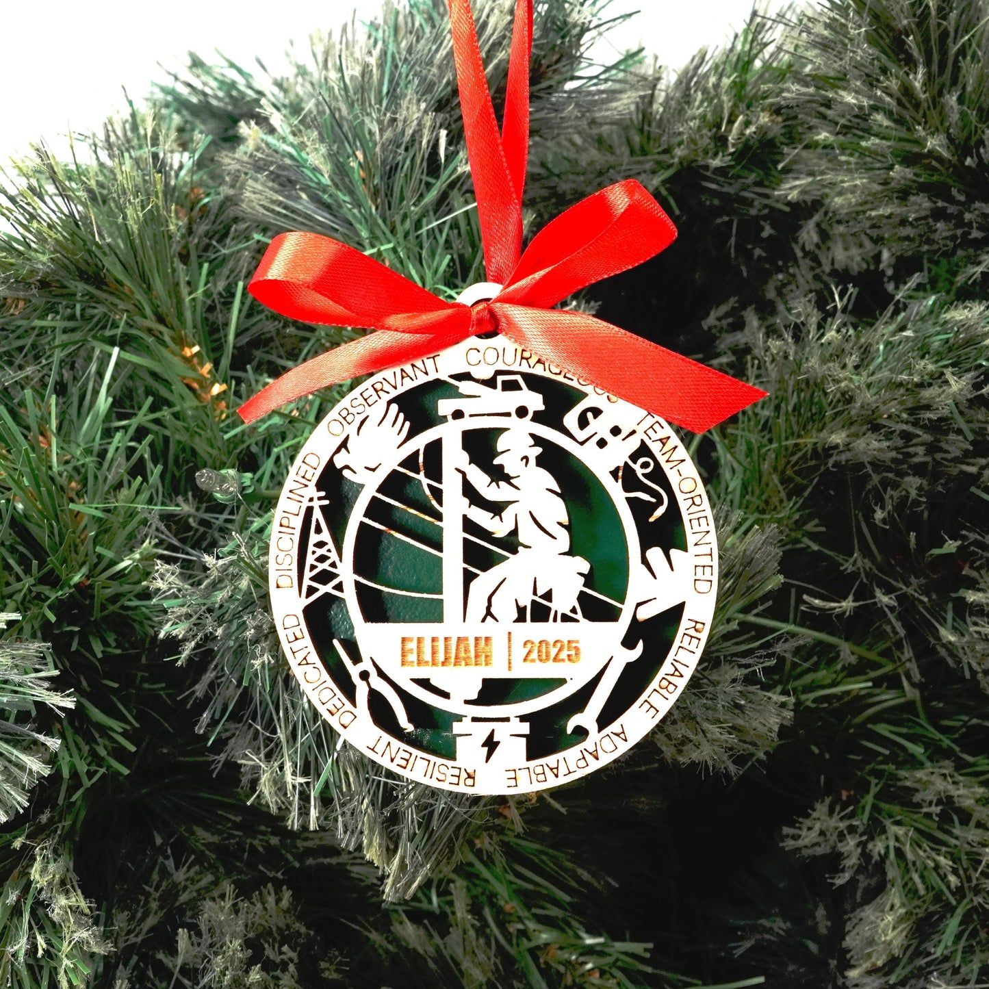Personalized Line Man Christmas Ornament – Gift for Male Line Man or Lineman, Utility Worker, Power Company Worker Gift - Personalized Holiday Ornament